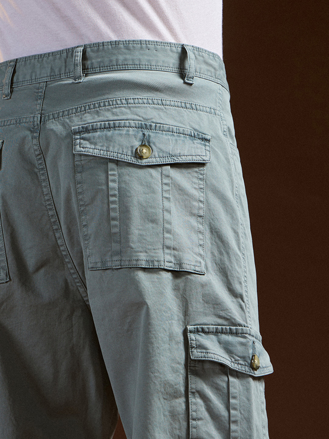 Men Blue Straight Fit Cargo Pant