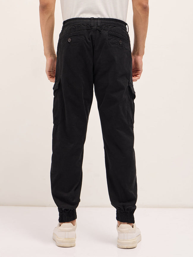 Men Classic Fit Black Cargo Pants