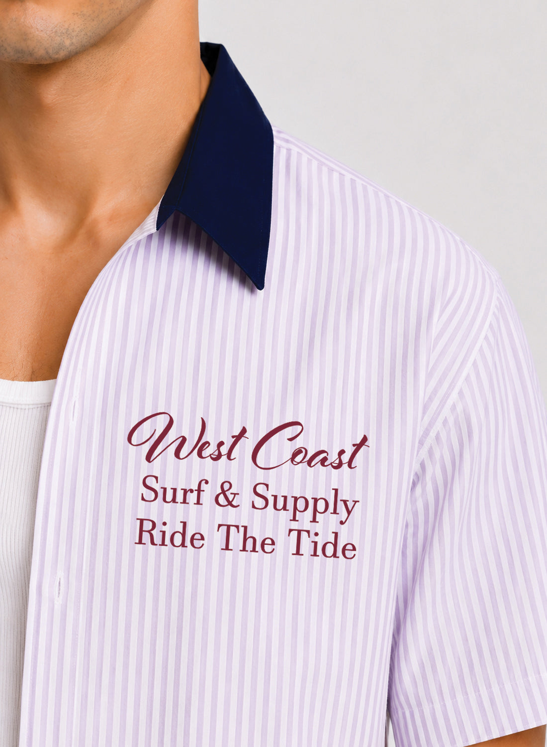 Men Lavender Striped Casual Shirt