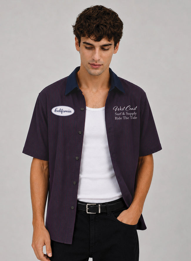 Men Maroon Striped Casual Shirt