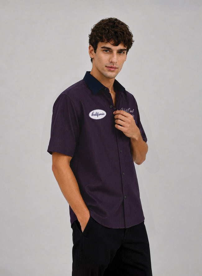 Men Maroon Striped Casual Shirt