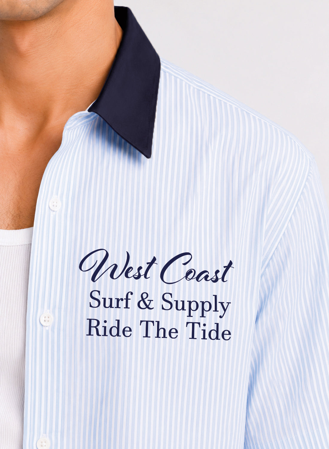 Men Blue Striped Casual Shirt