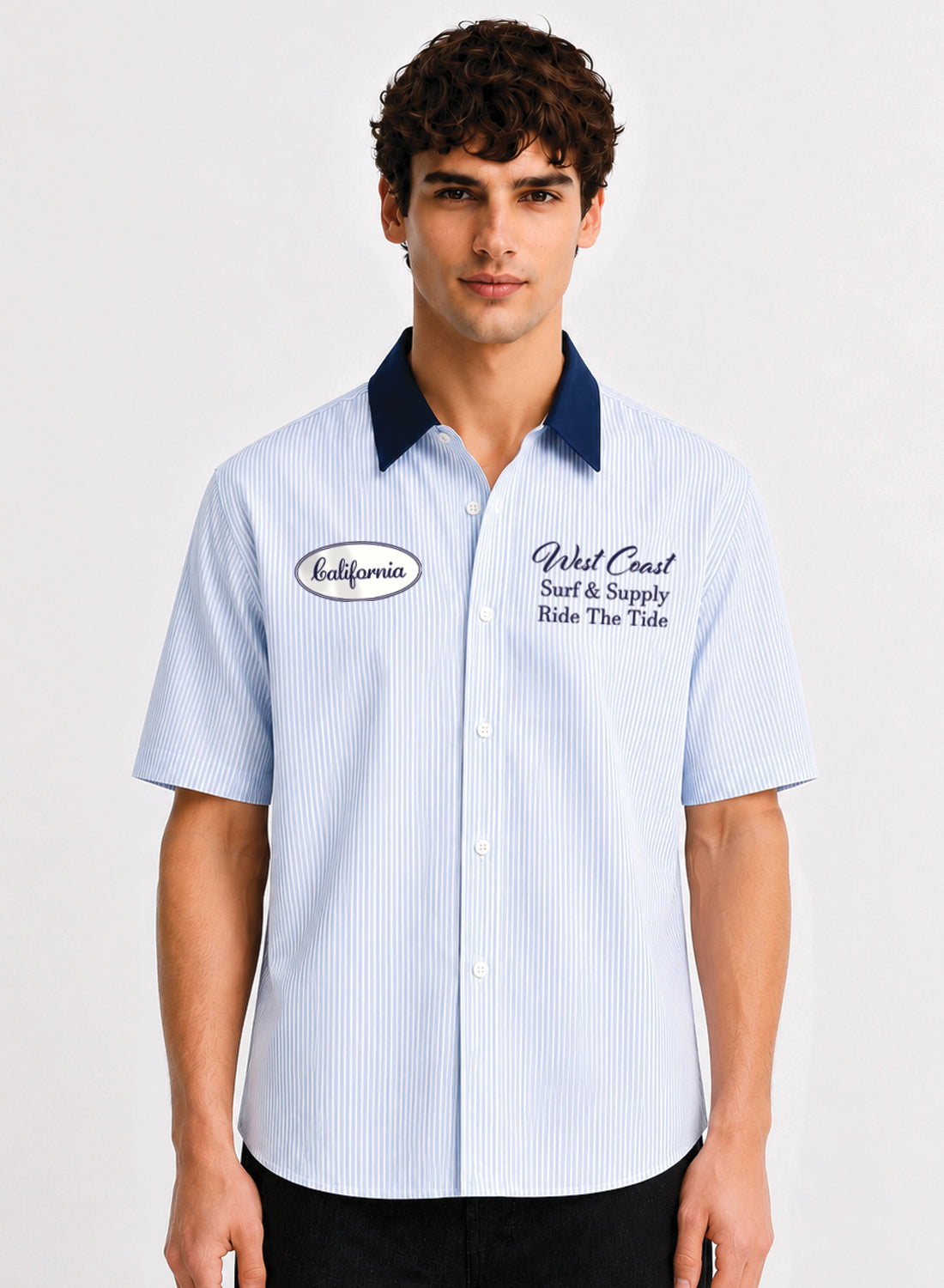Men Blue Striped Casual Shirt