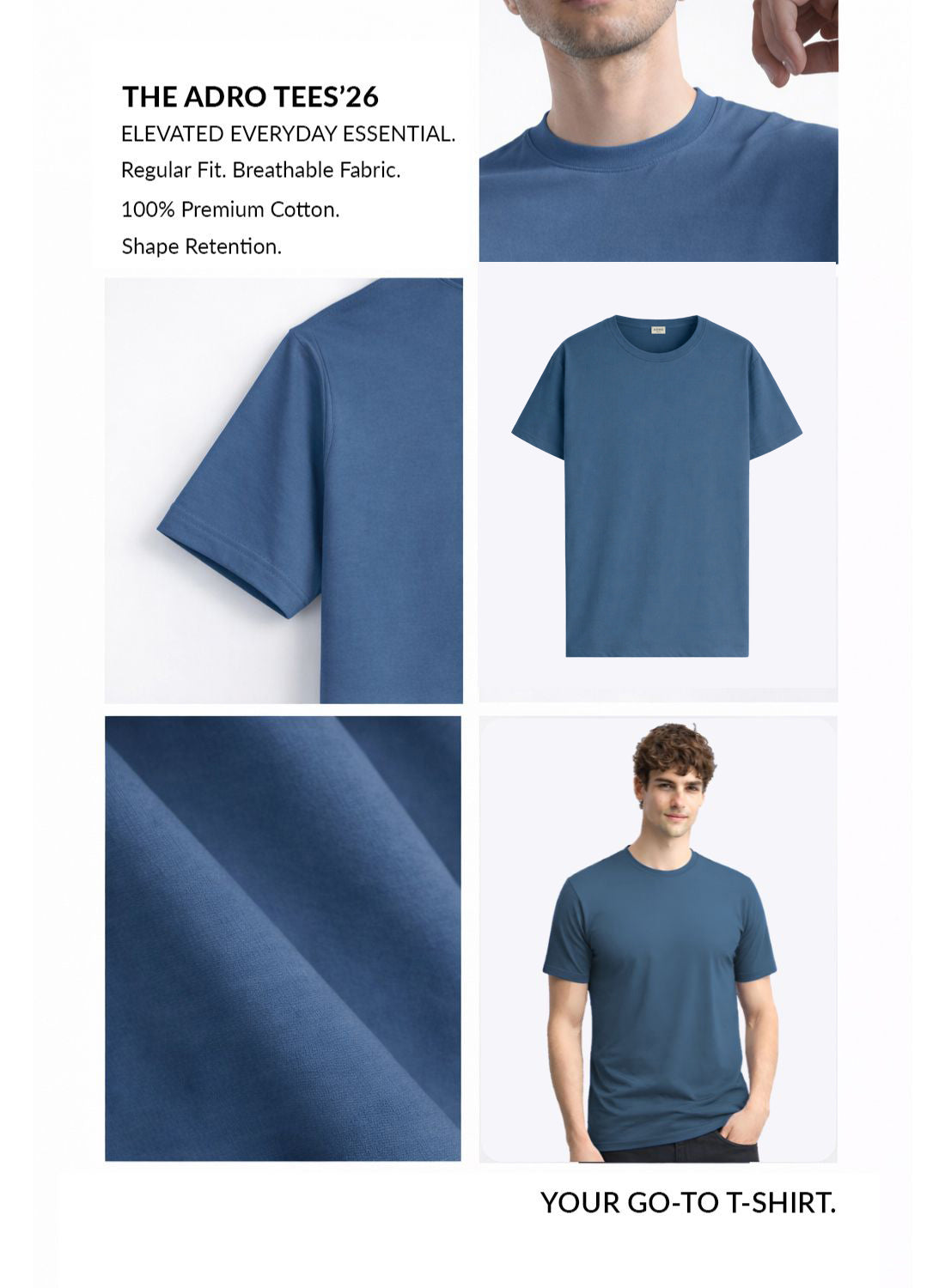 Men Blue Cotton Printed  T-Shirt