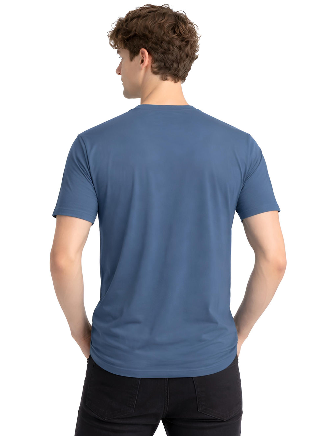 Men Blue Cotton Printed  T-Shirt