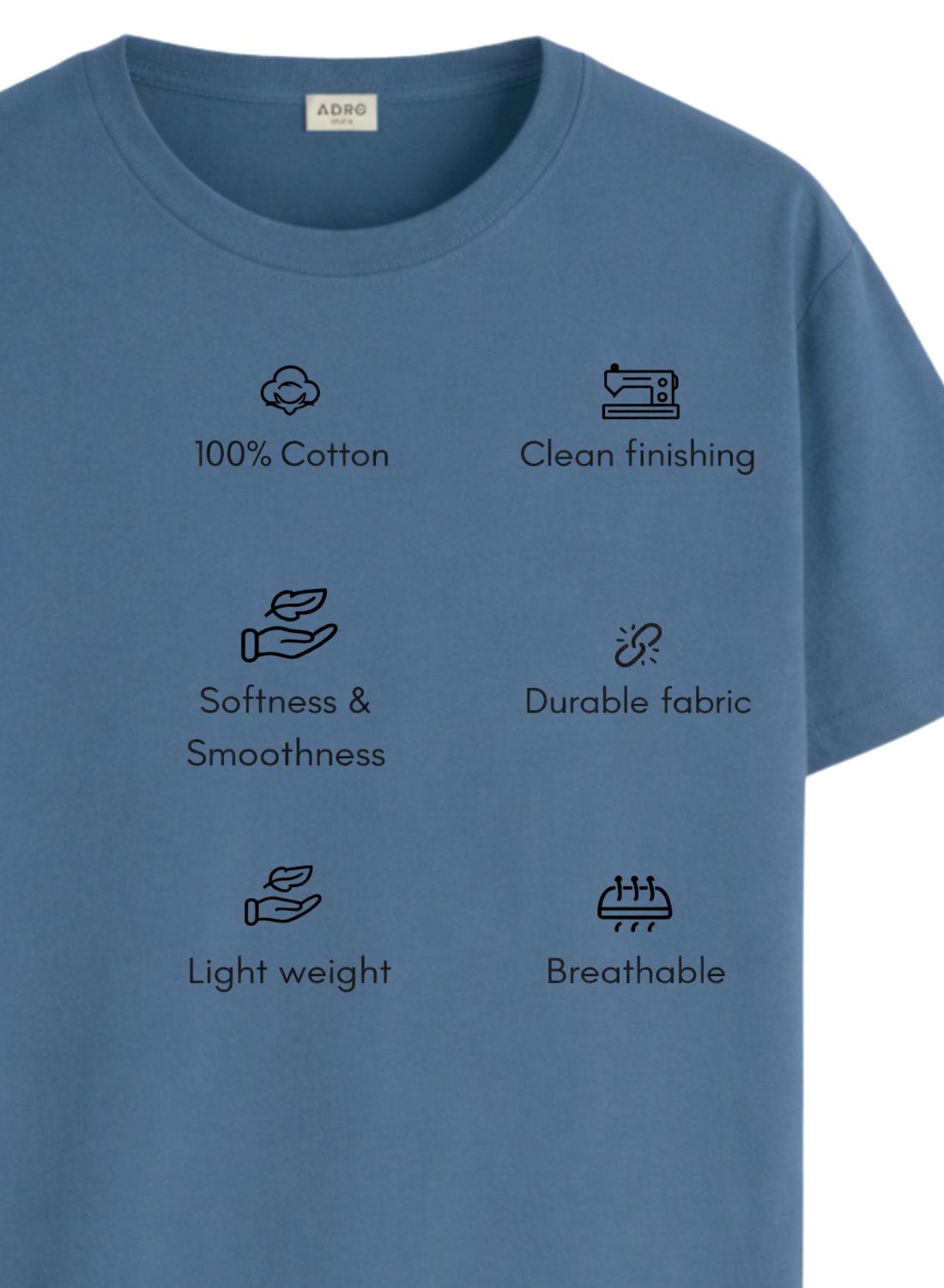 Men Blue Cotton Printed  T-Shirt