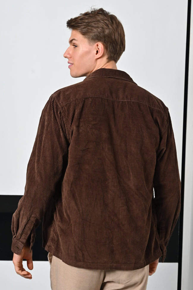 Mens Topaz Chocolate Heavy Corduroy Overshirt