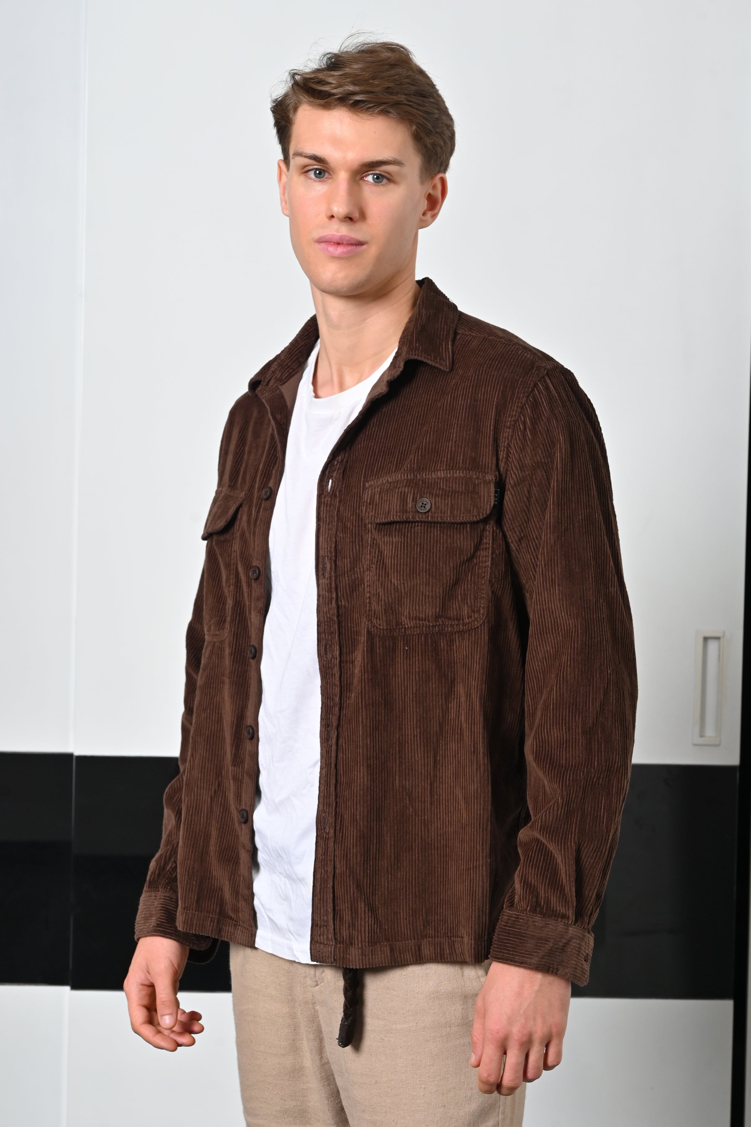 Mens Topaz Chocolate Heavy Corduroy Overshirt