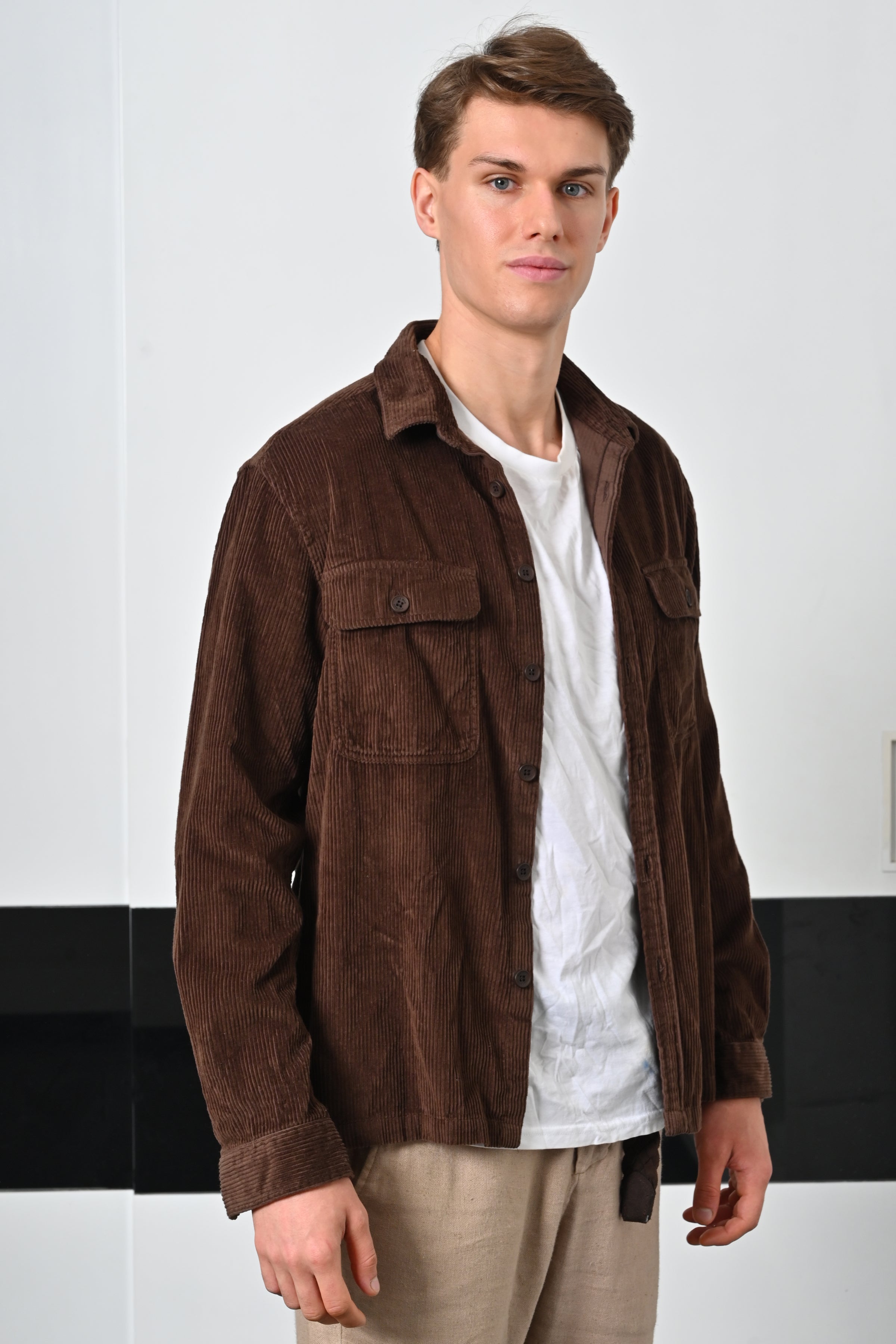 Mens Topaz Chocolate Heavy Corduroy Overshirt