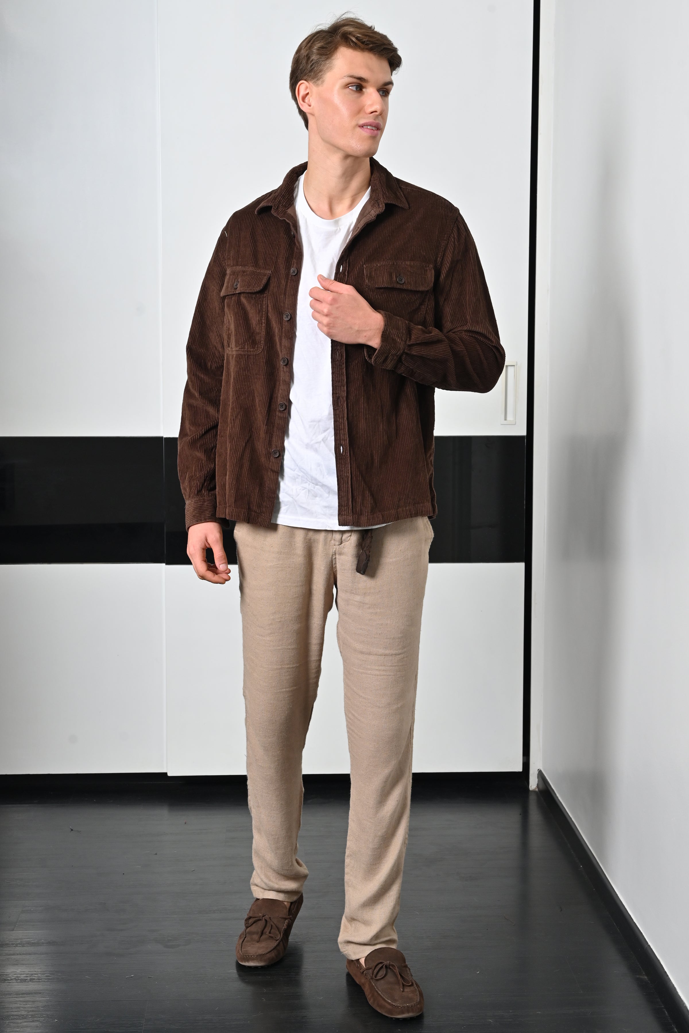 Mens Topaz Chocolate Heavy Corduroy Overshirt