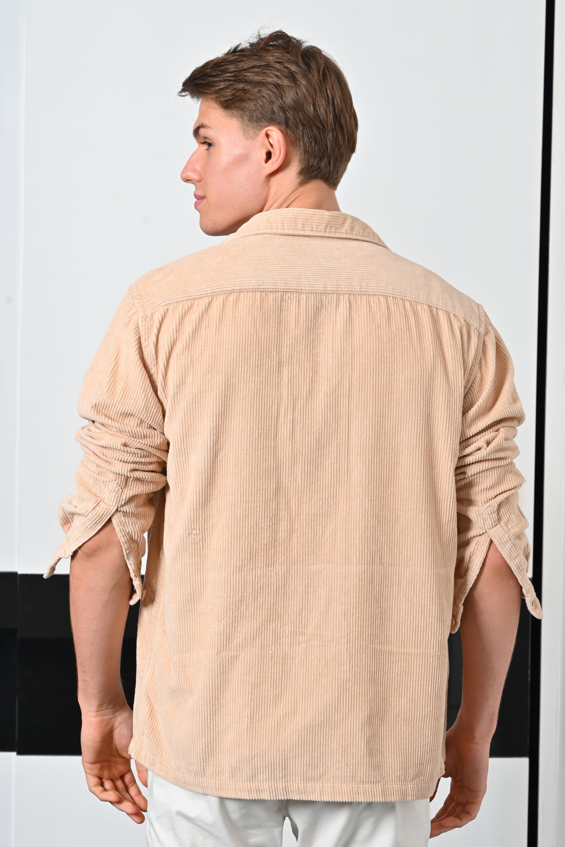 Mens Topaz Beige Heavy Corduroy Overshirt