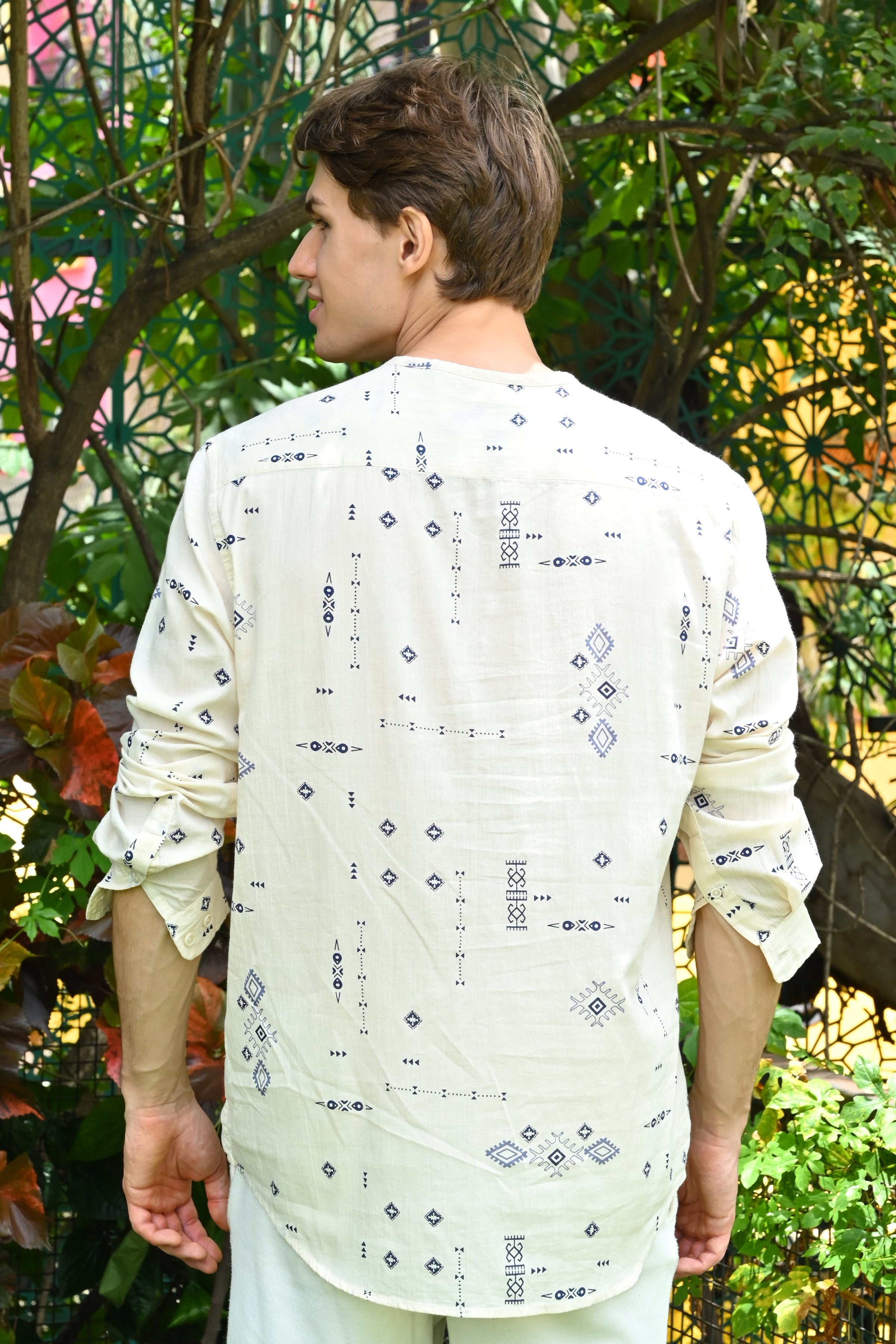 Men Crinkle Printed Kurta Shirt