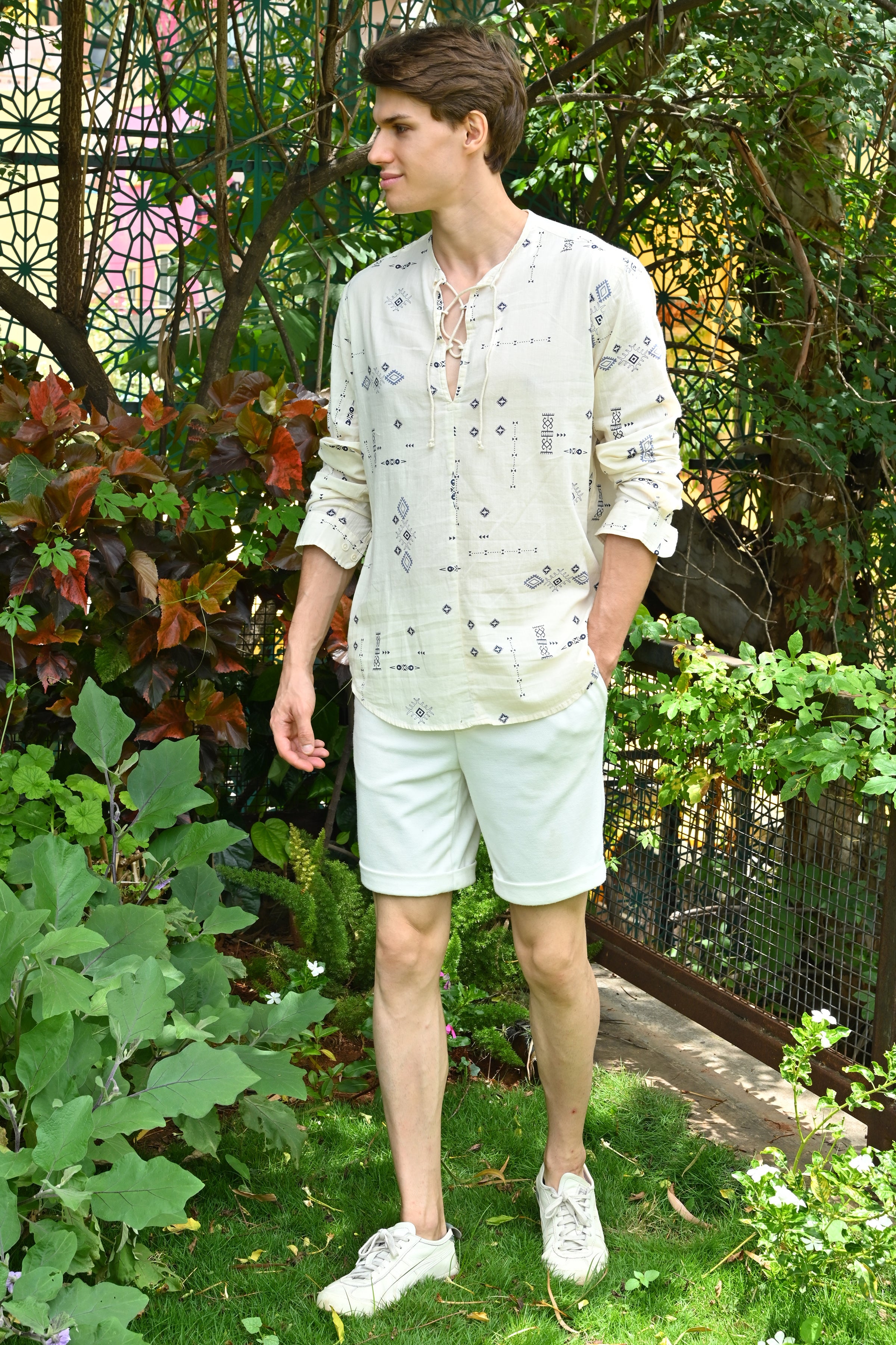 Men Crinkle Printed Kurta Shirt