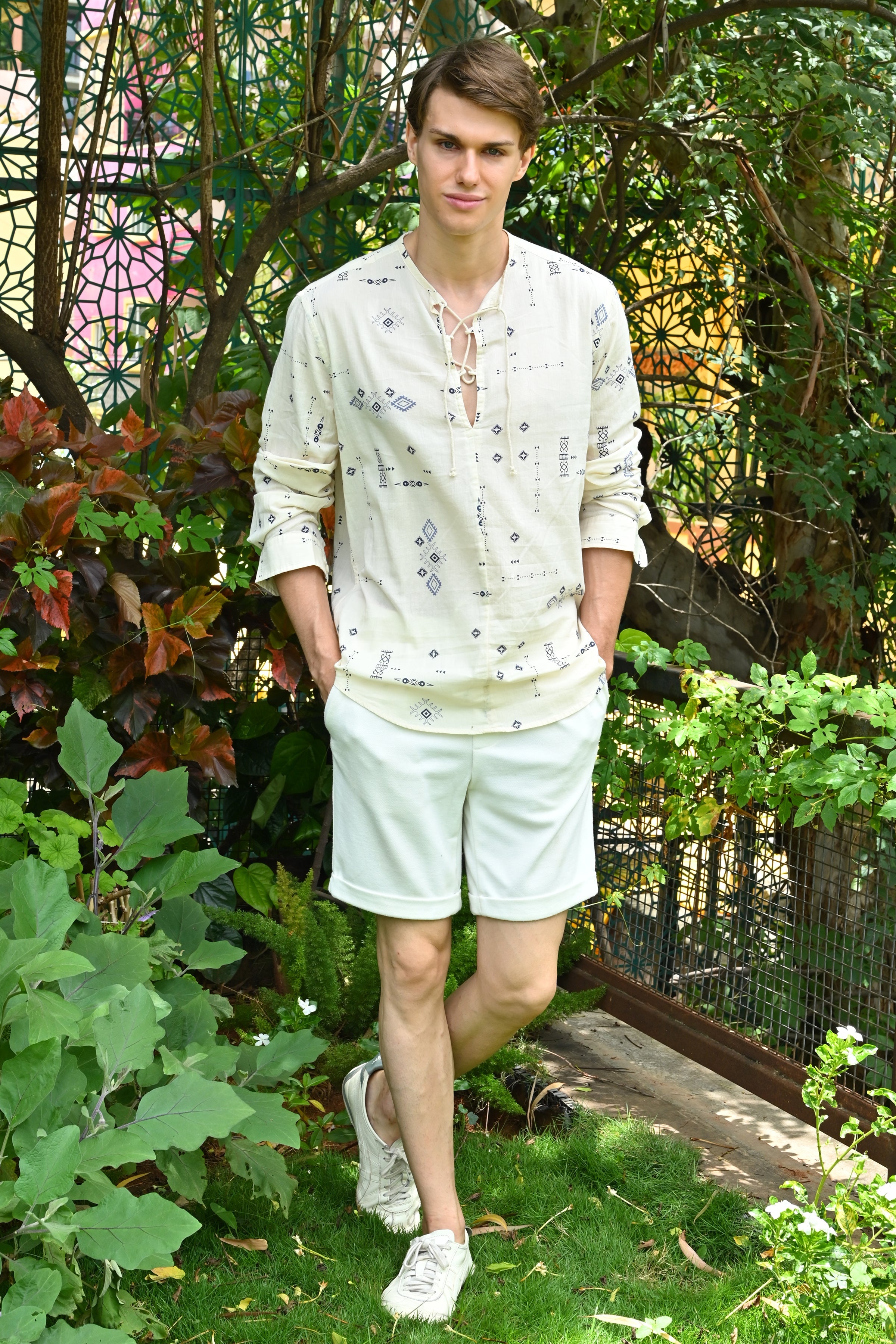 Men Crinkle Printed Kurta Shirt