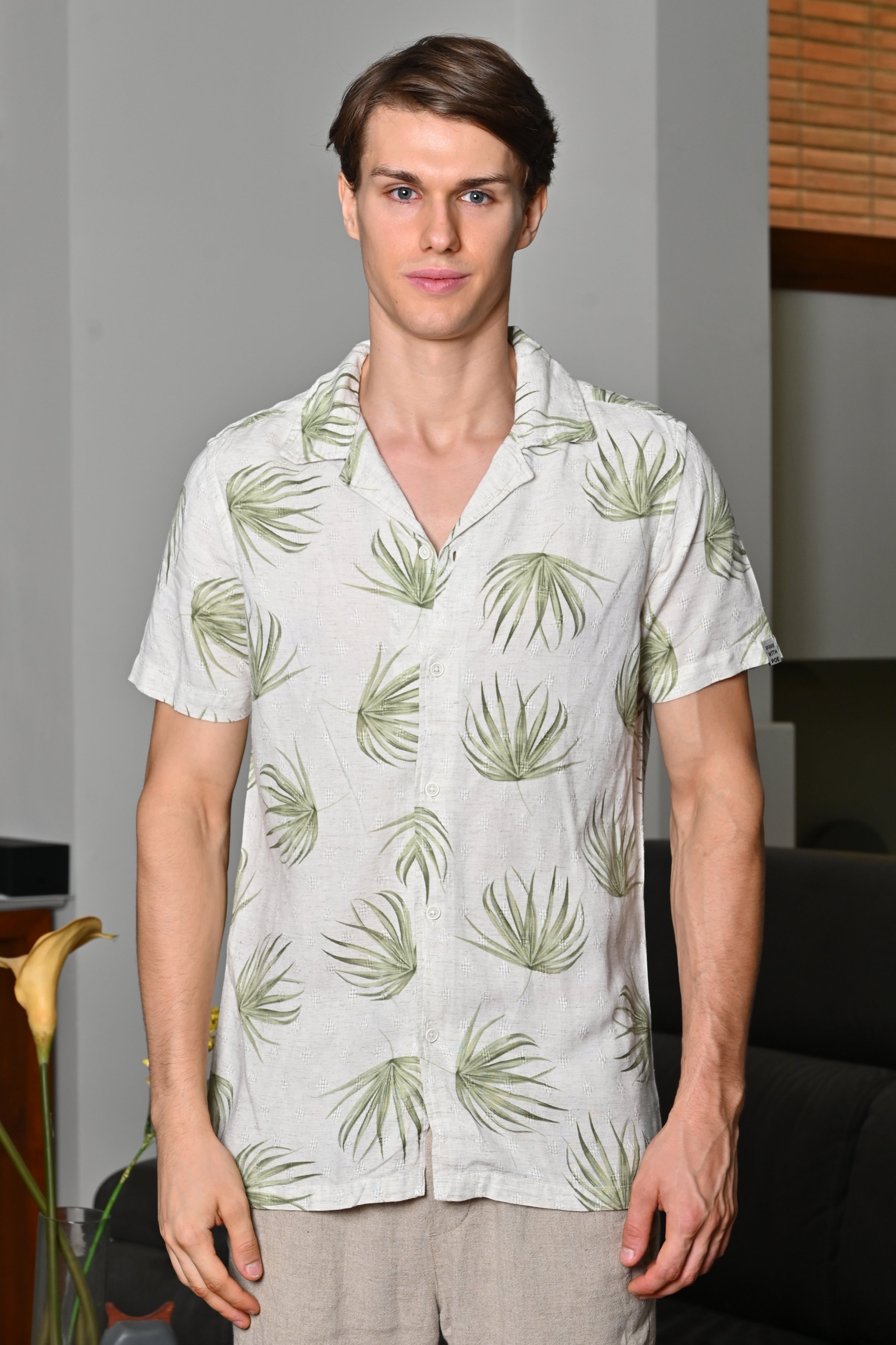 Men Neil Viscose Printed Shirt Green