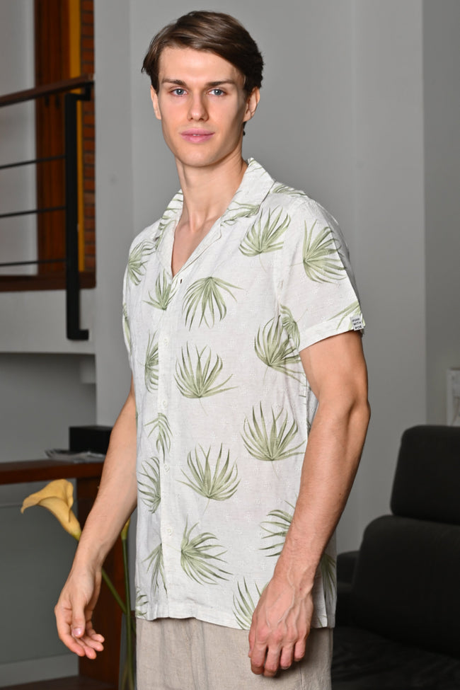 Men Neil Viscose Printed Shirt Green