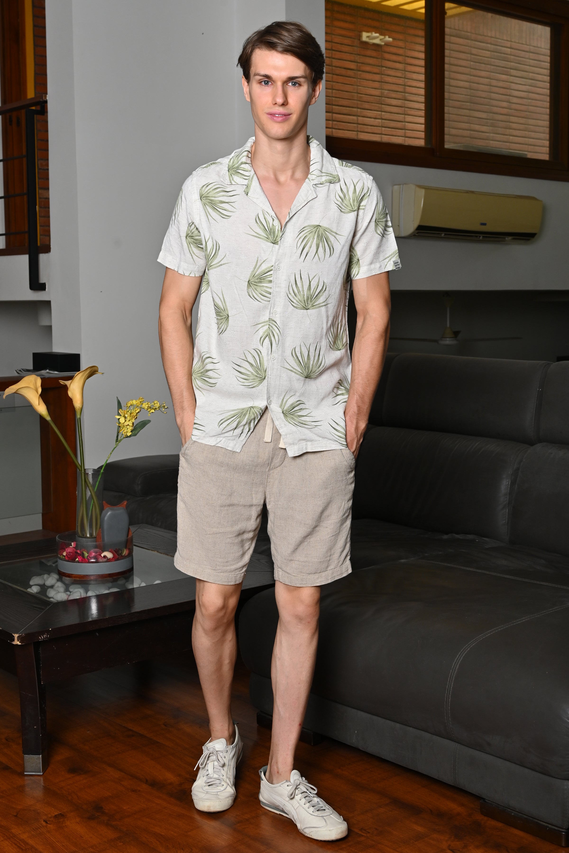 Men Neil Viscose Printed Shirt Green