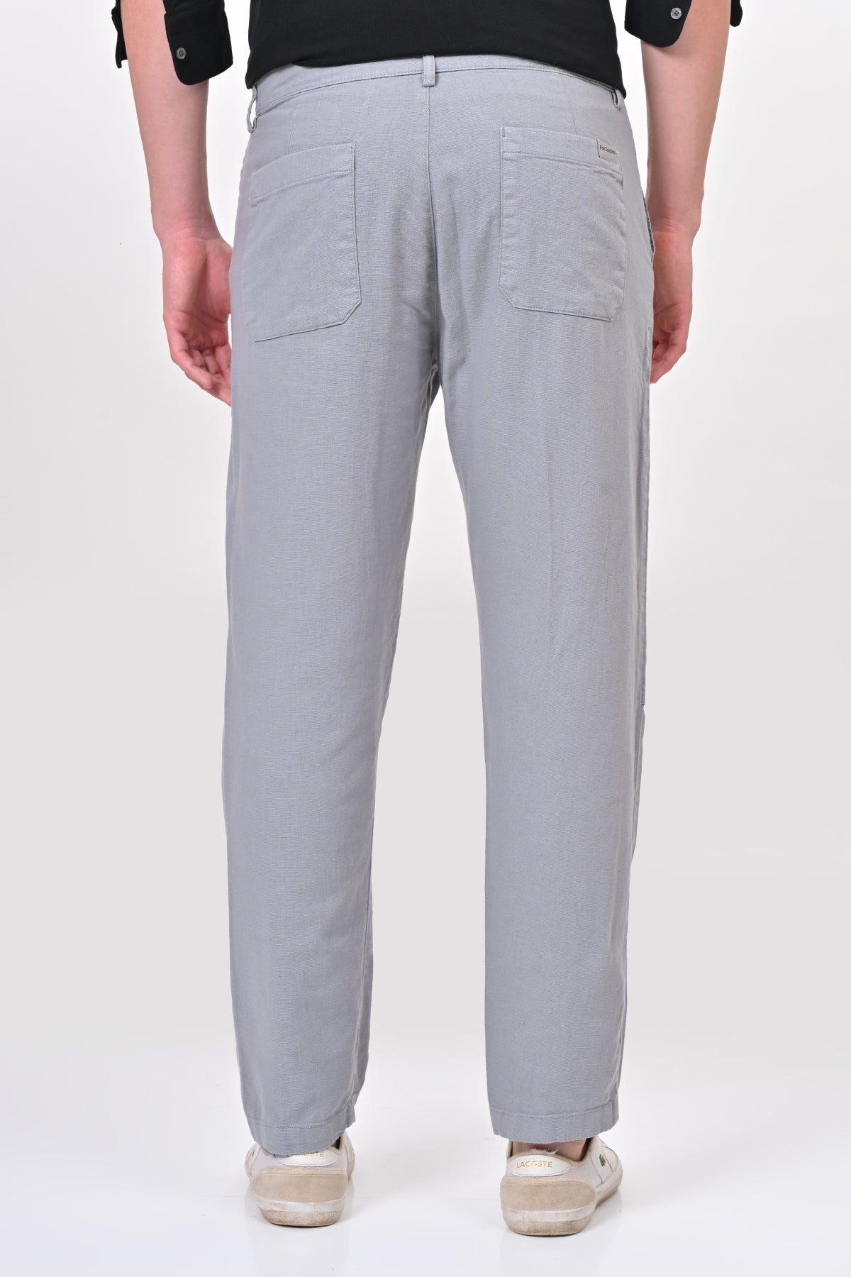 Men Ivory Linen Detailed Trouser Blue