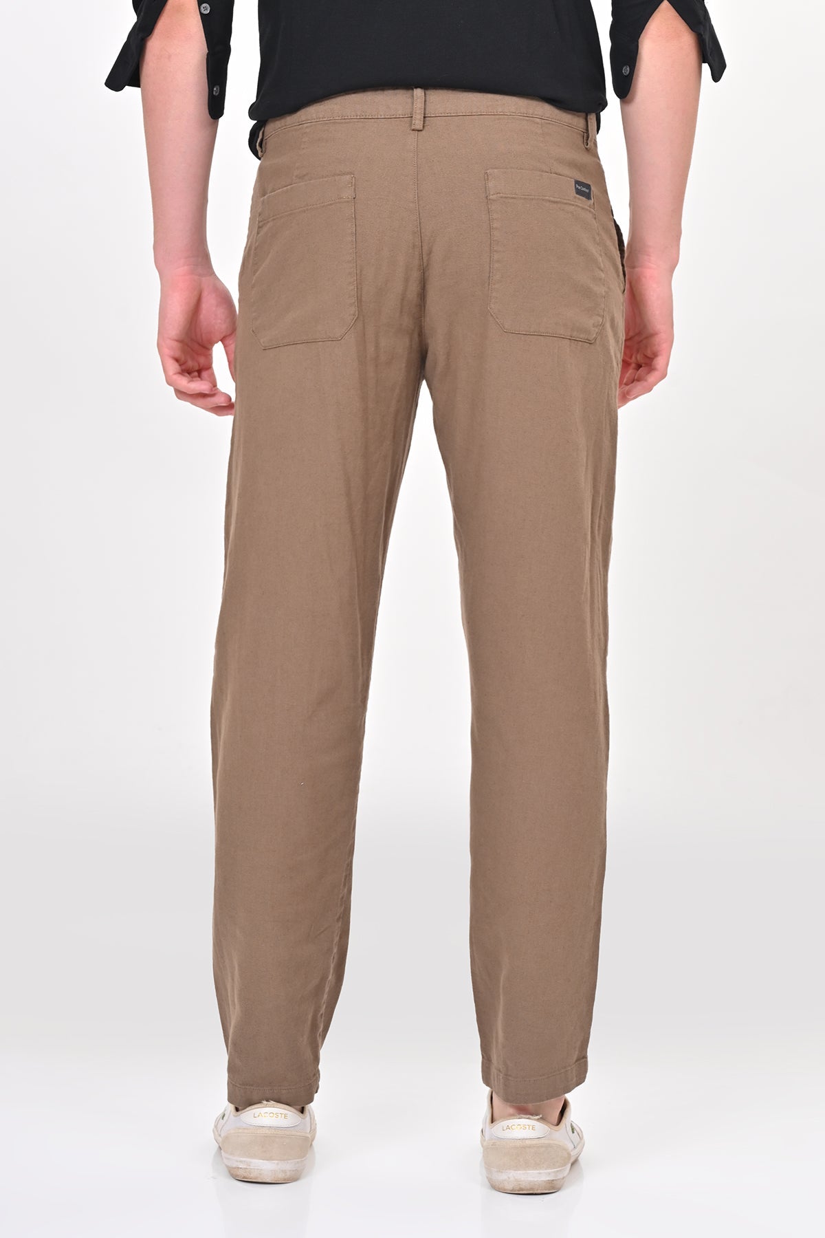 Men Ivory Linen Detailed Trouser Taupe