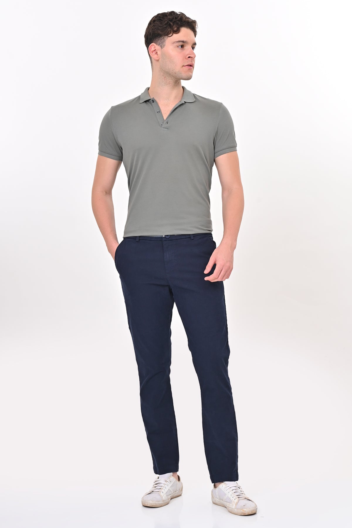 Men Detailed Cotton Chino