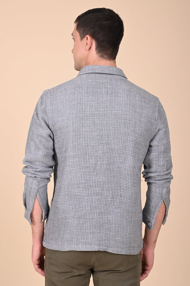 Mens Ultima Grey Melange Waffle Dobby Jacket