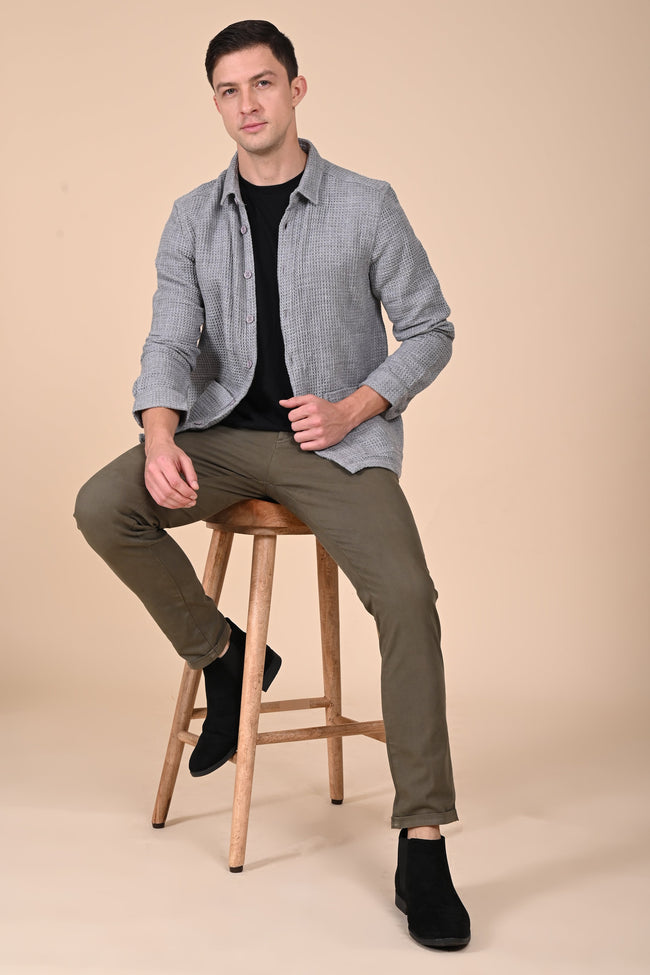 Mens Ultima Grey Melange Waffle Dobby Jacket