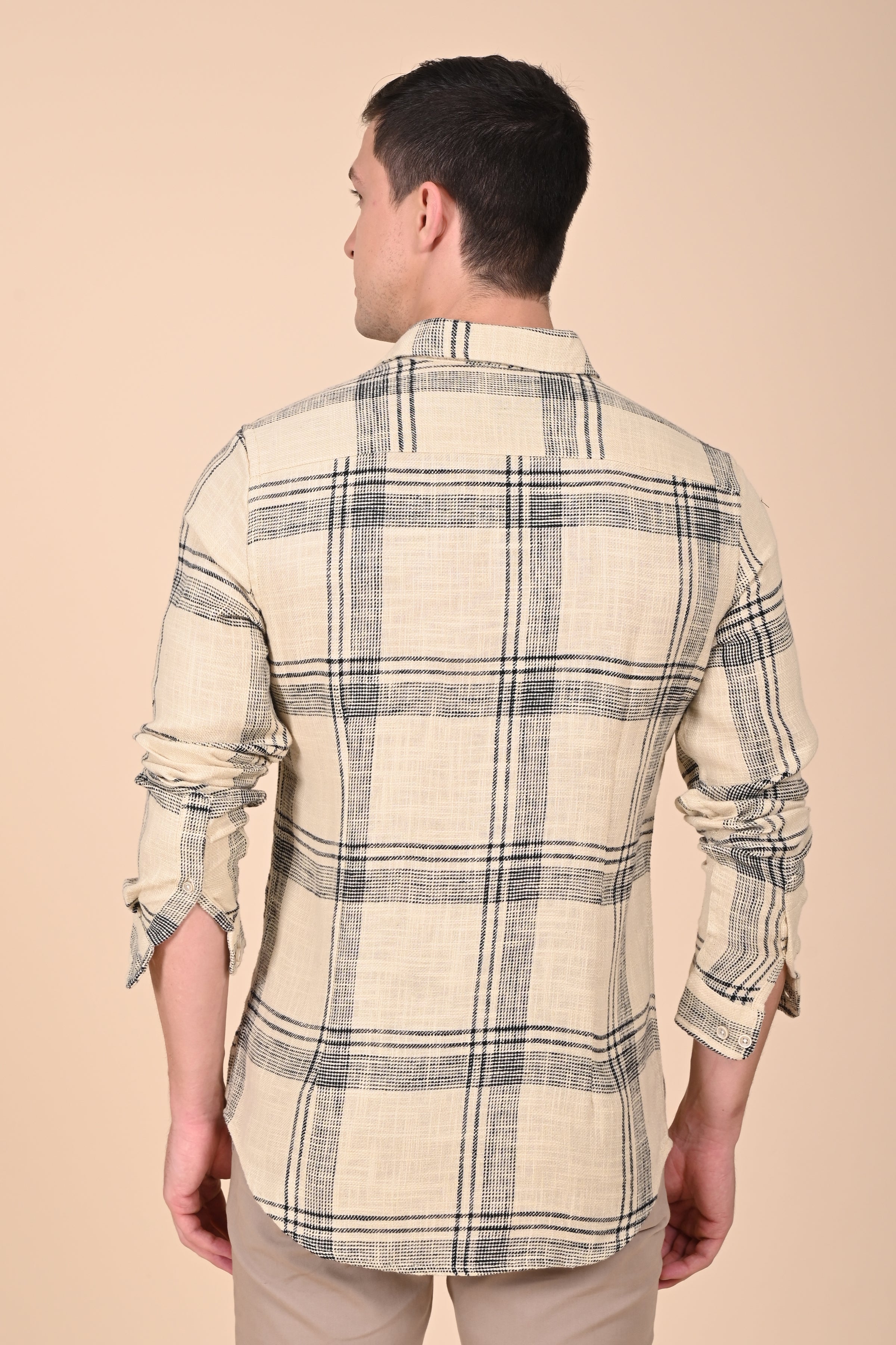 Men Cotton Slub Check Shirt