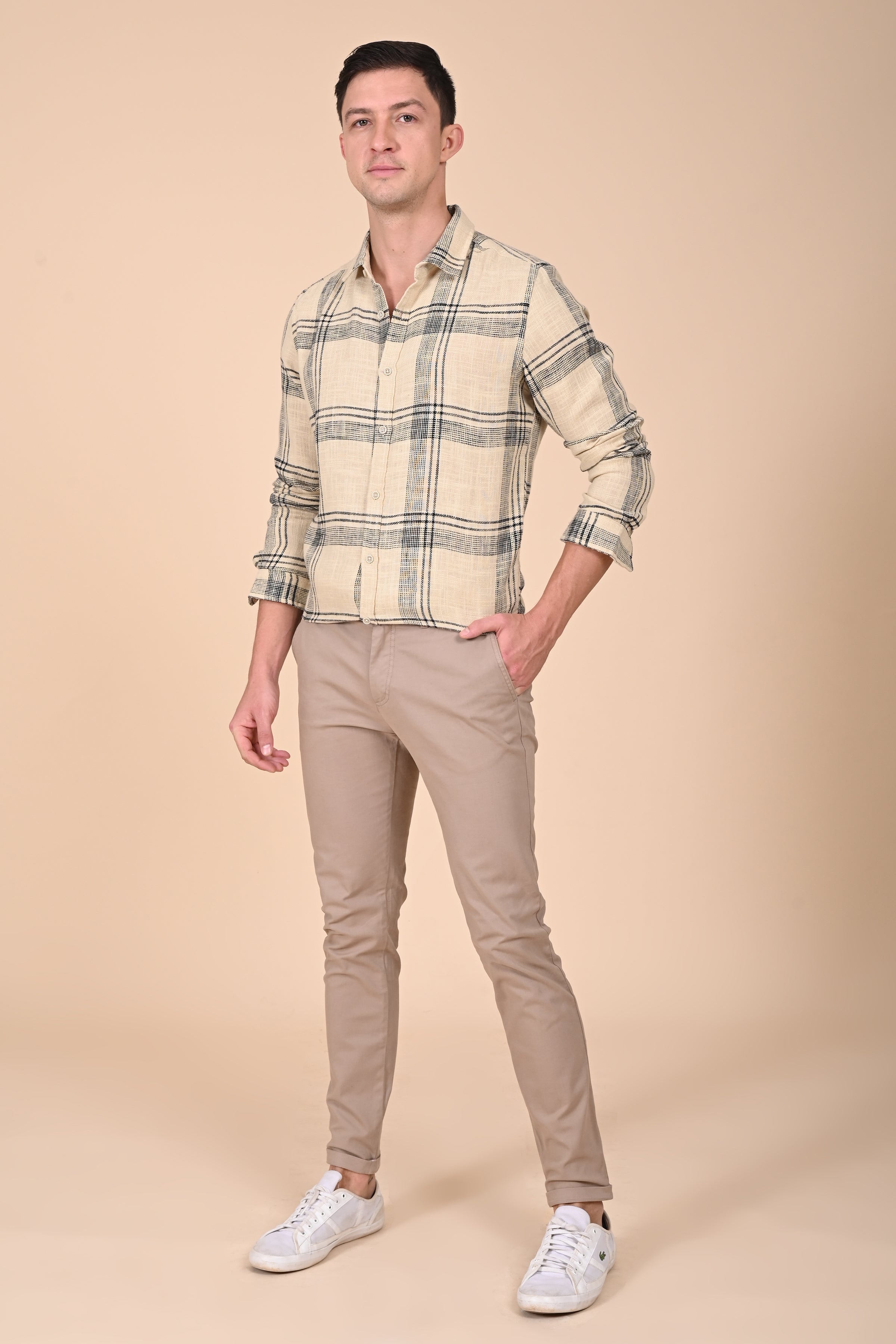 Men Cotton Slub Check Shirt