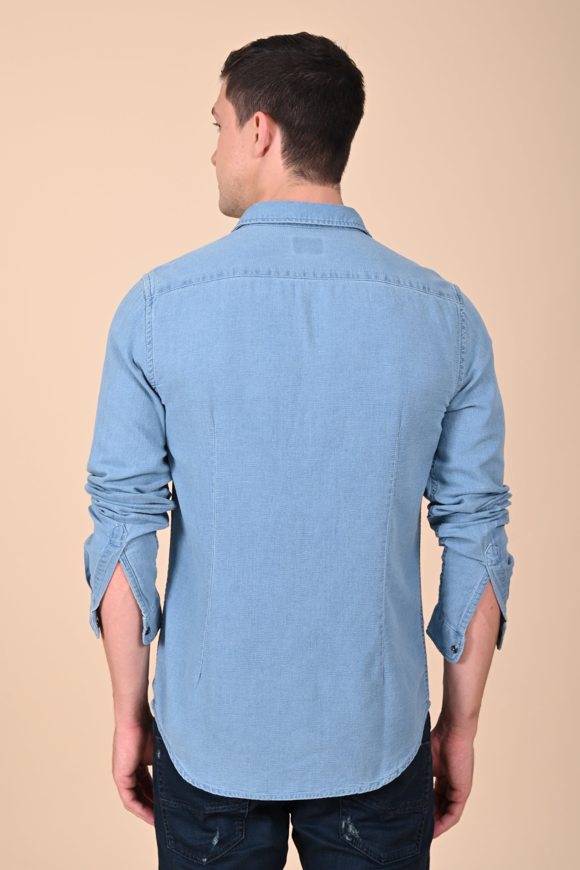 Men Arianna Indigo Dobby Shirt Light Blue