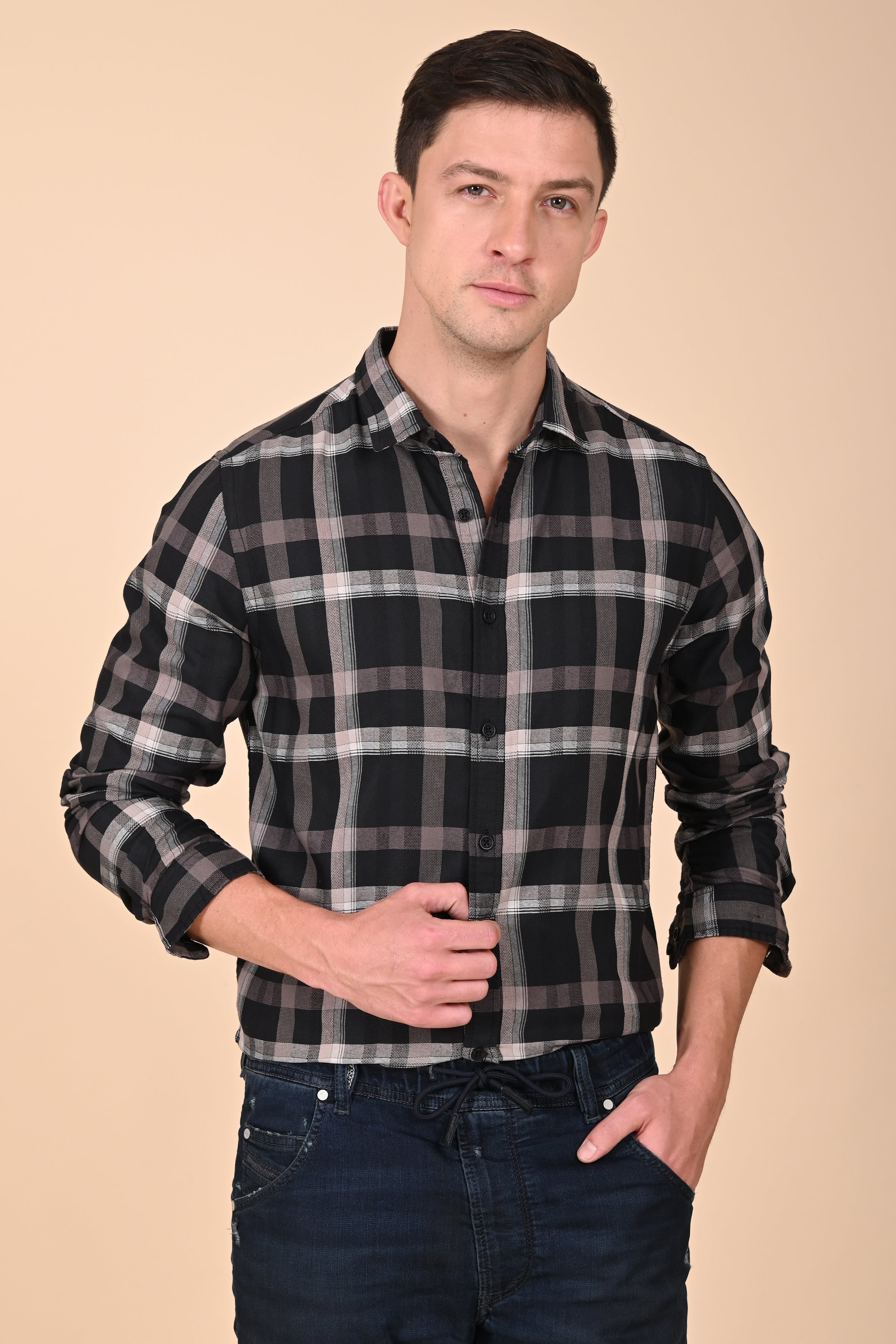 Men Structured Check Shirt