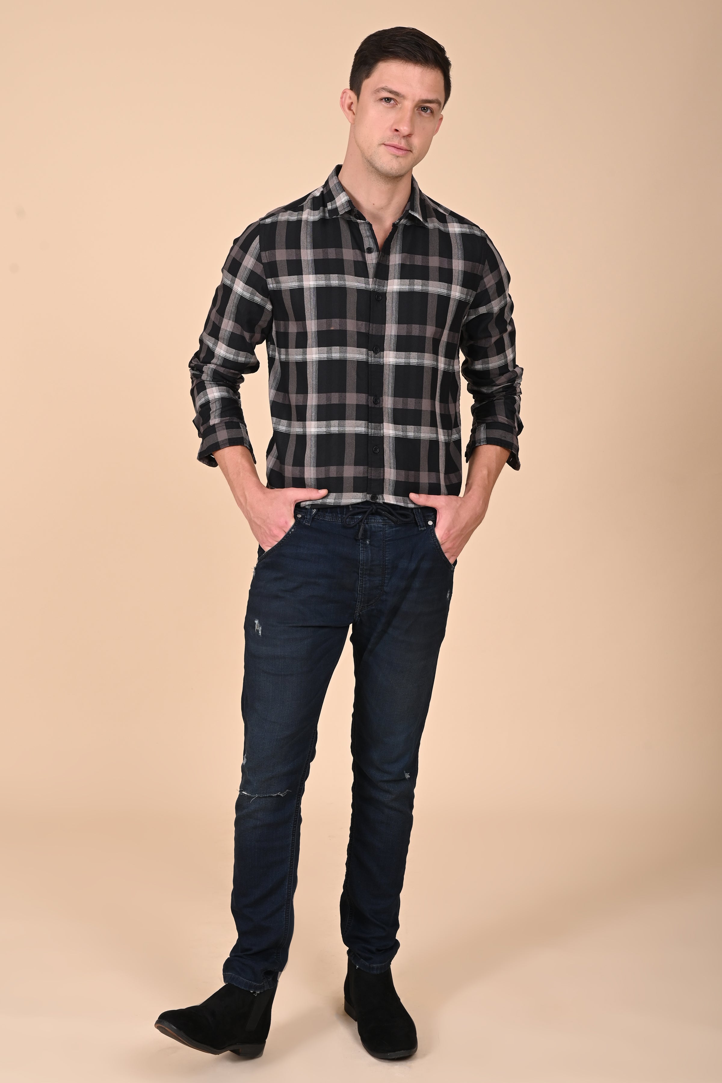 Men Structured Check Shirt