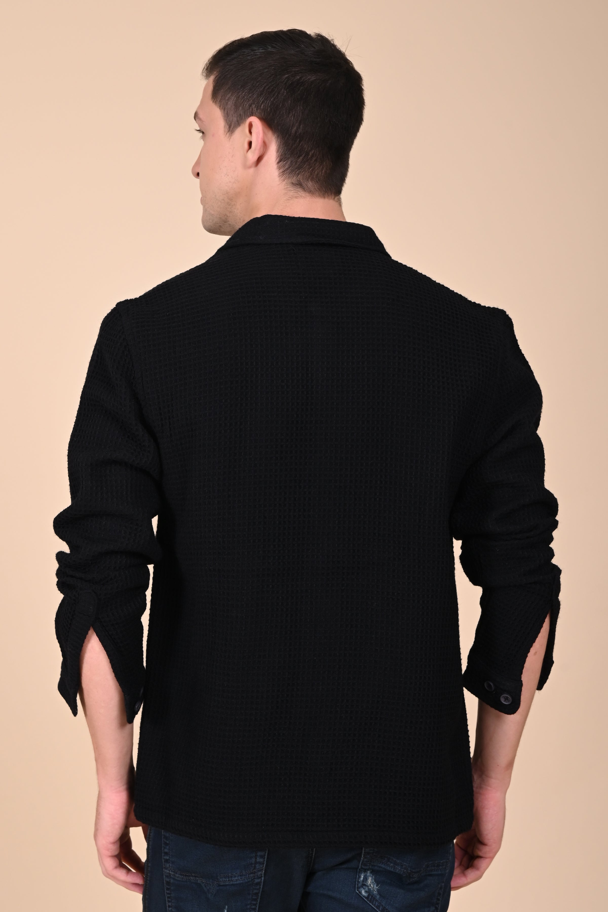Mens Ultima Black Waffle Dobby Jacket