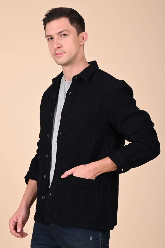 Mens Ultima Black Waffle Dobby Jacket