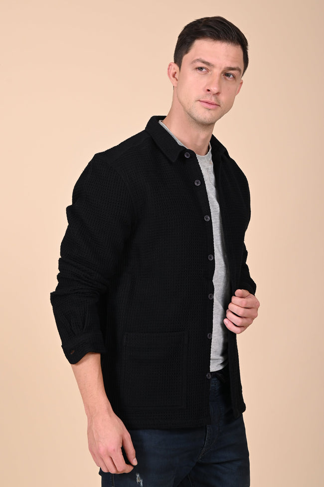 Mens Ultima Black Waffle Dobby Jacket