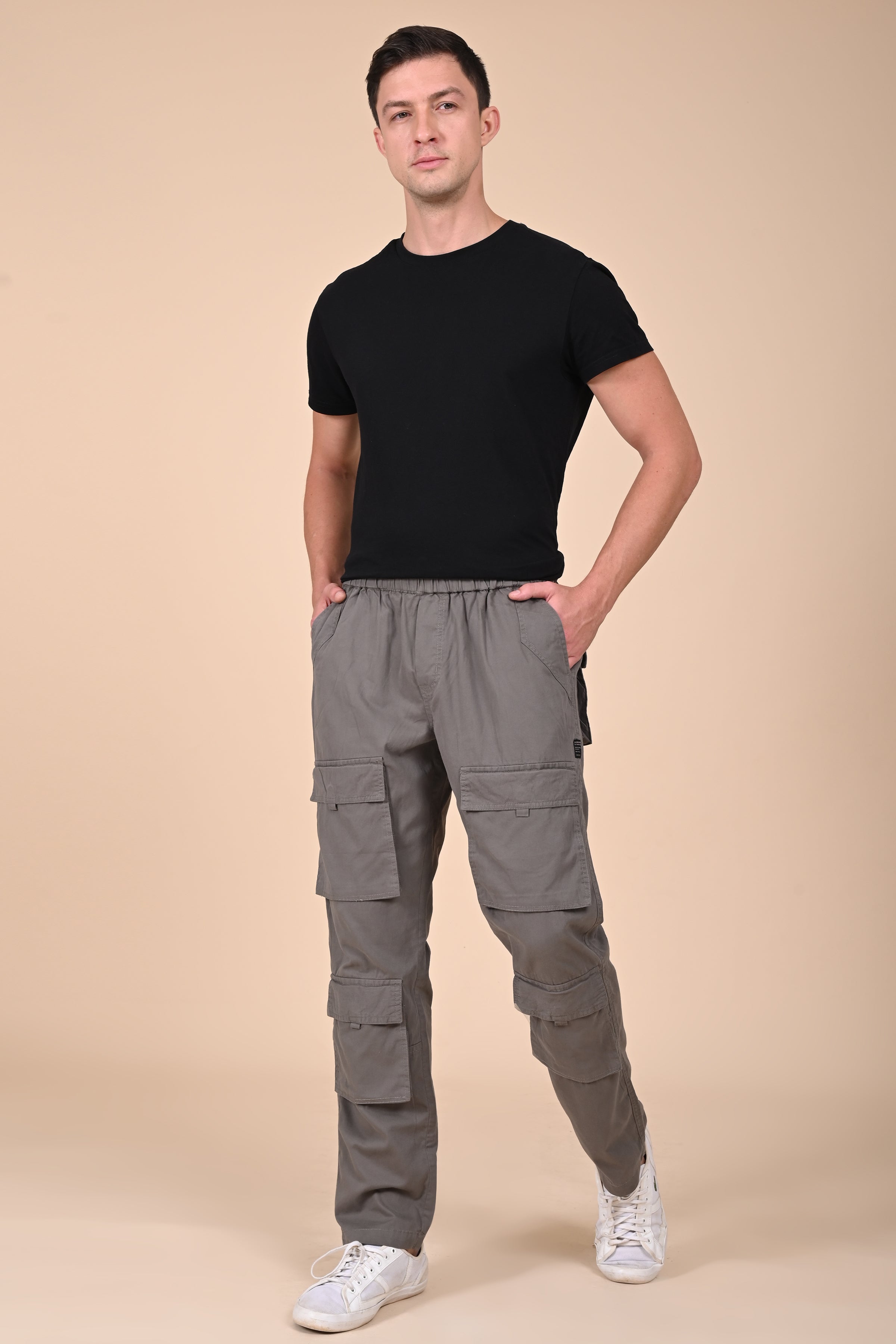 Men Decelan Cargo Streetwear Trouser Dk Grey