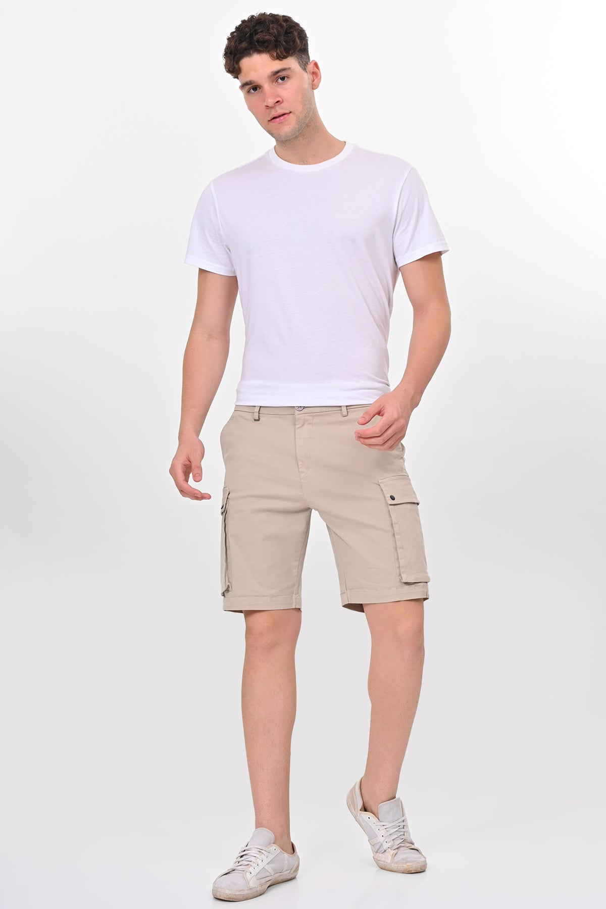 Men Cambridge Stretch Comfort Cargo Shorts Stone