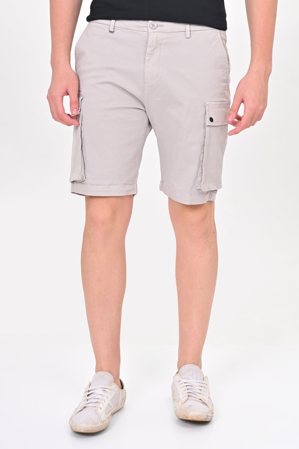 Men Cambridge Stretch Comfort Cargo Shorts Lt Grey