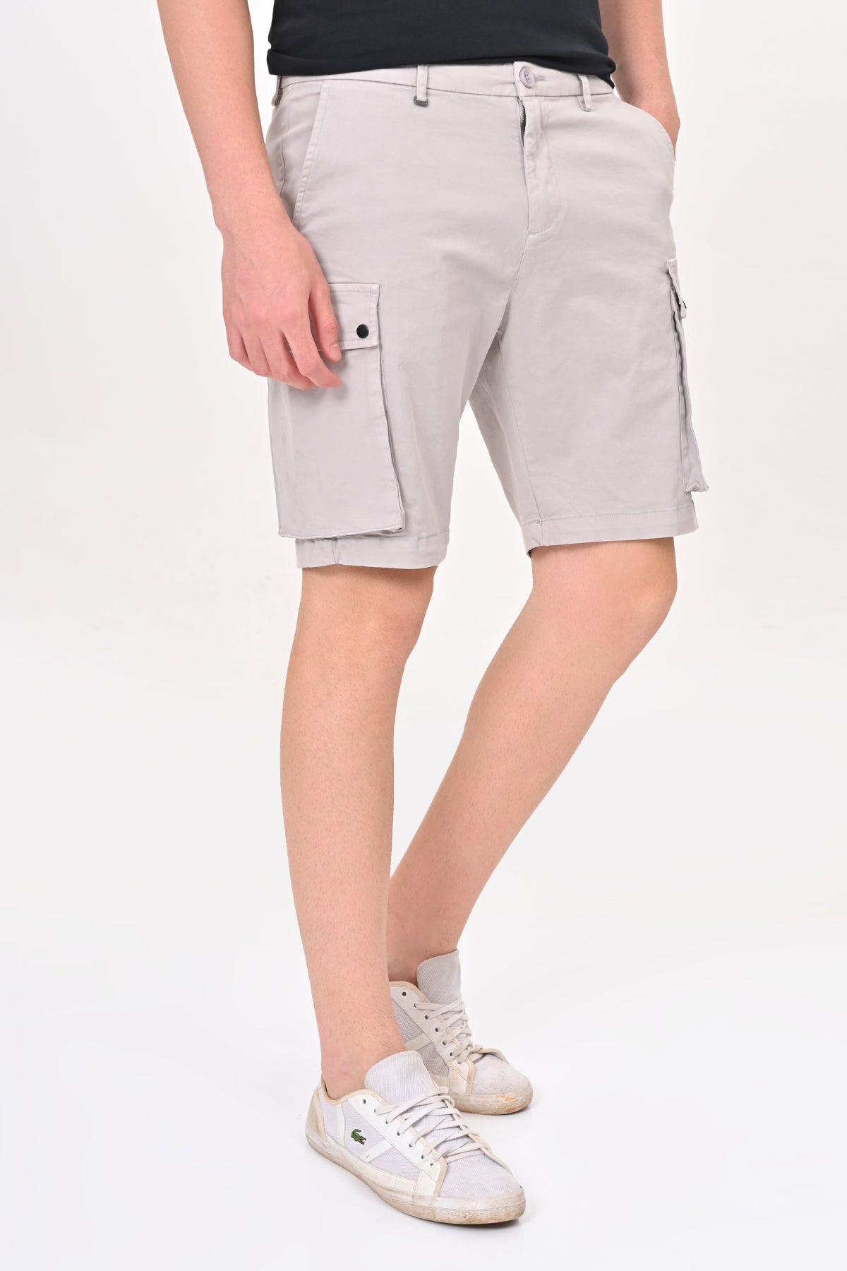 Men Cambridge Stretch Comfort Cargo Shorts Lt Grey