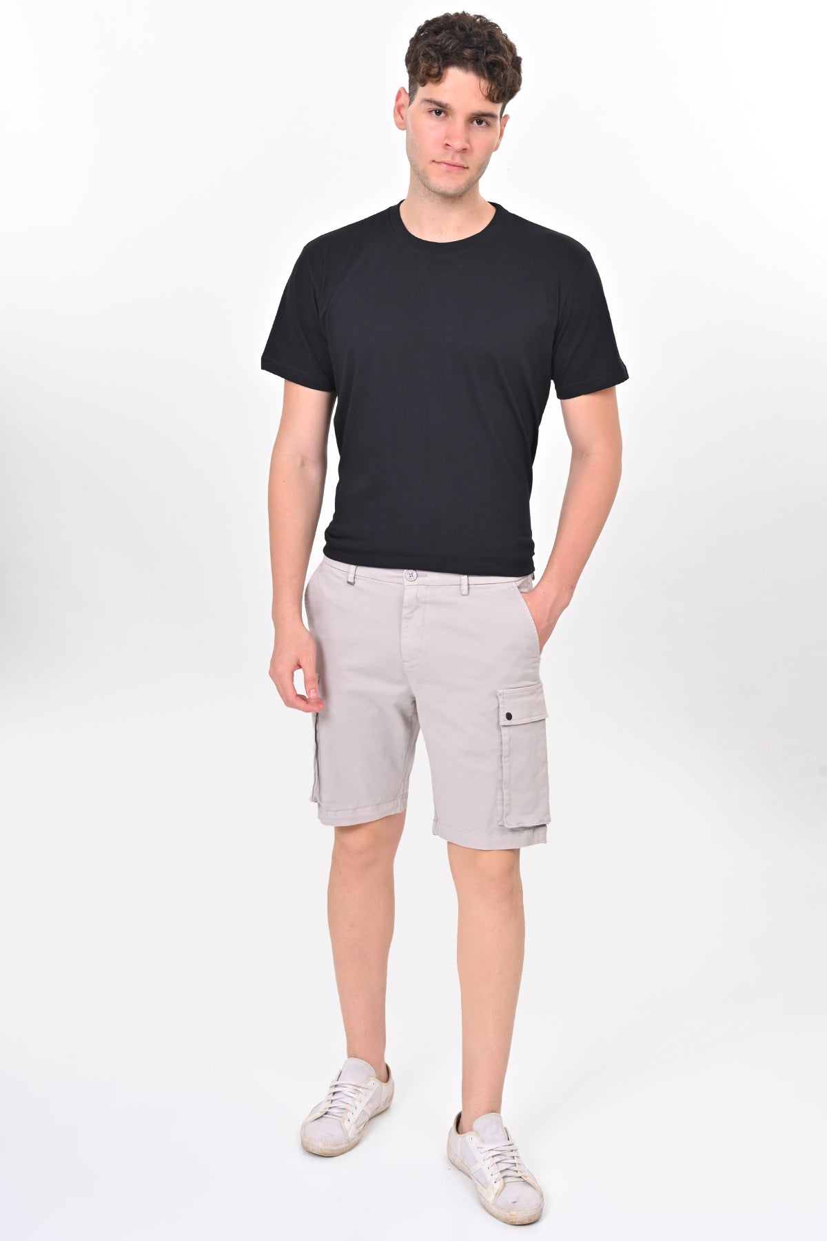 Men Cambridge Stretch Comfort Cargo Shorts Lt Grey