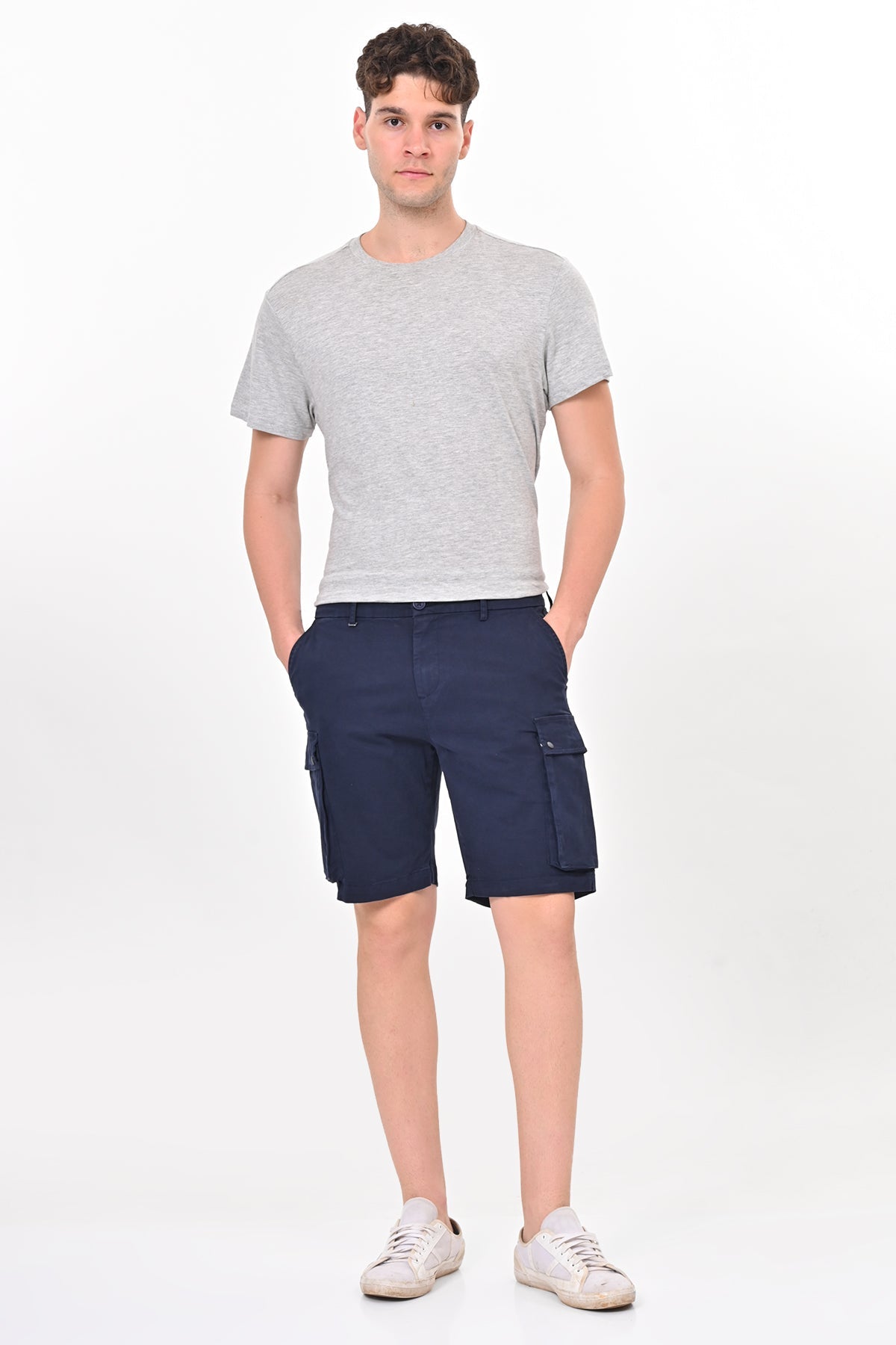 Men Cambridge Stretch Comfort Cargo Shorts Navy