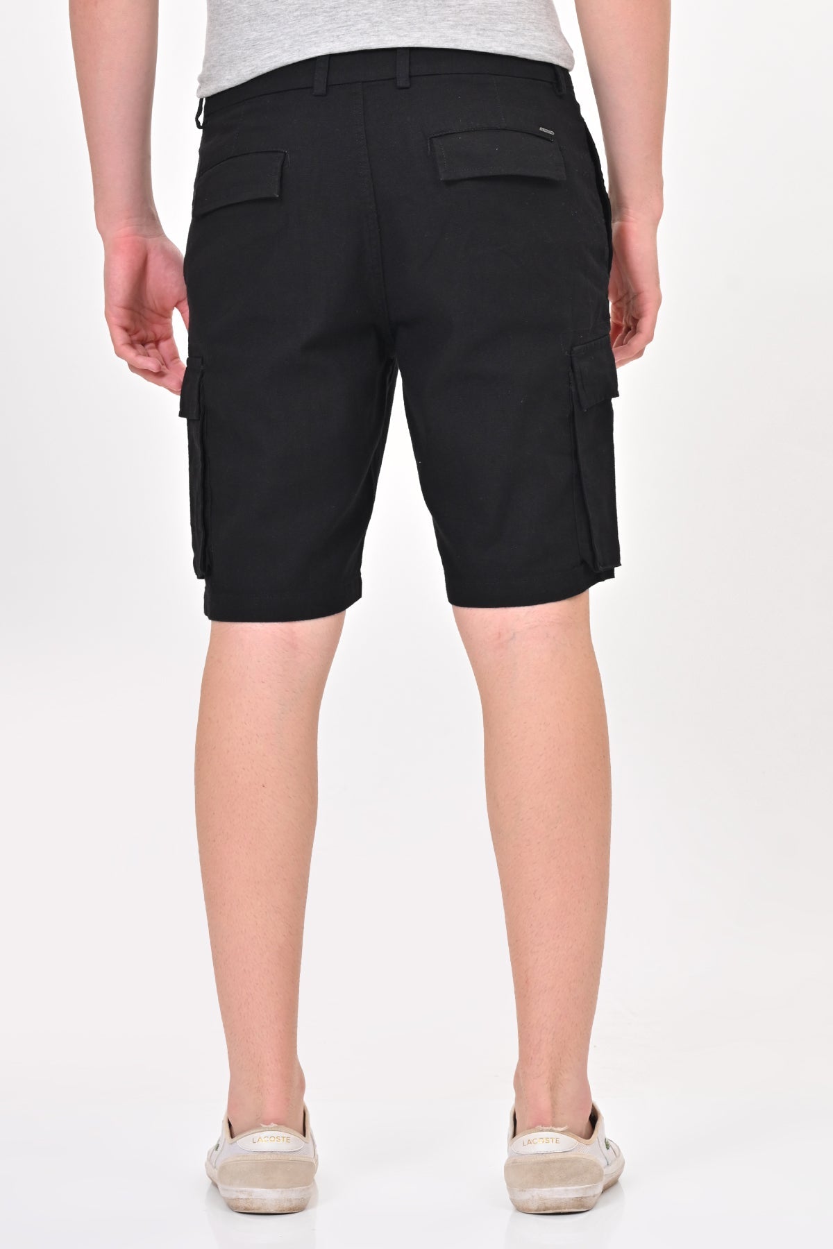 Men Infra Cotton Linen Cargo Shorts Black
