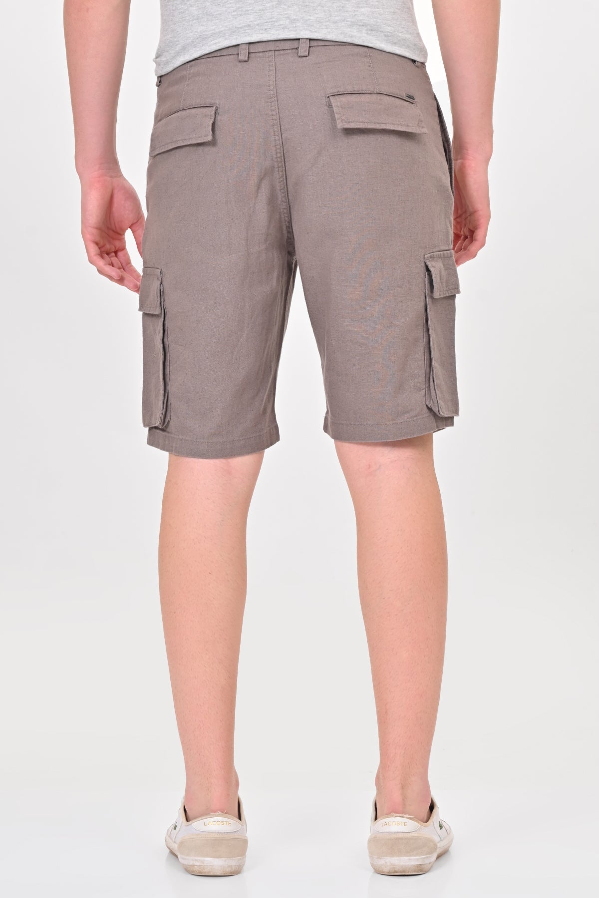 Men Infra Cotton Linen Cargo Shorts Lt Grey