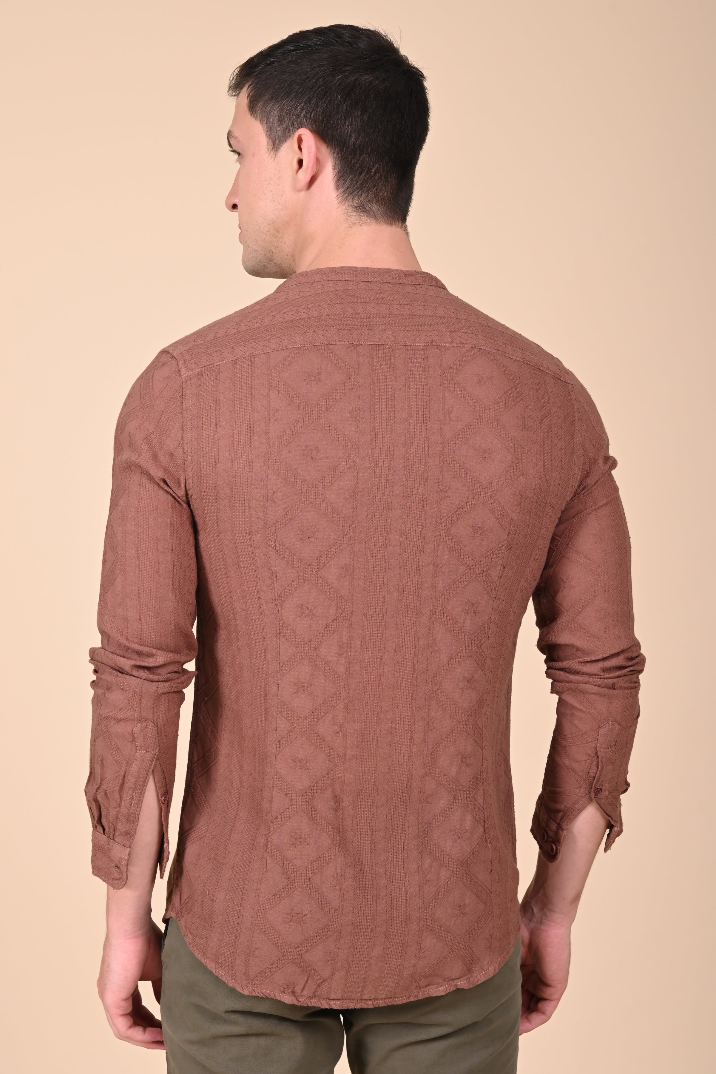 Men Cotton Jacquard Solid Shirt