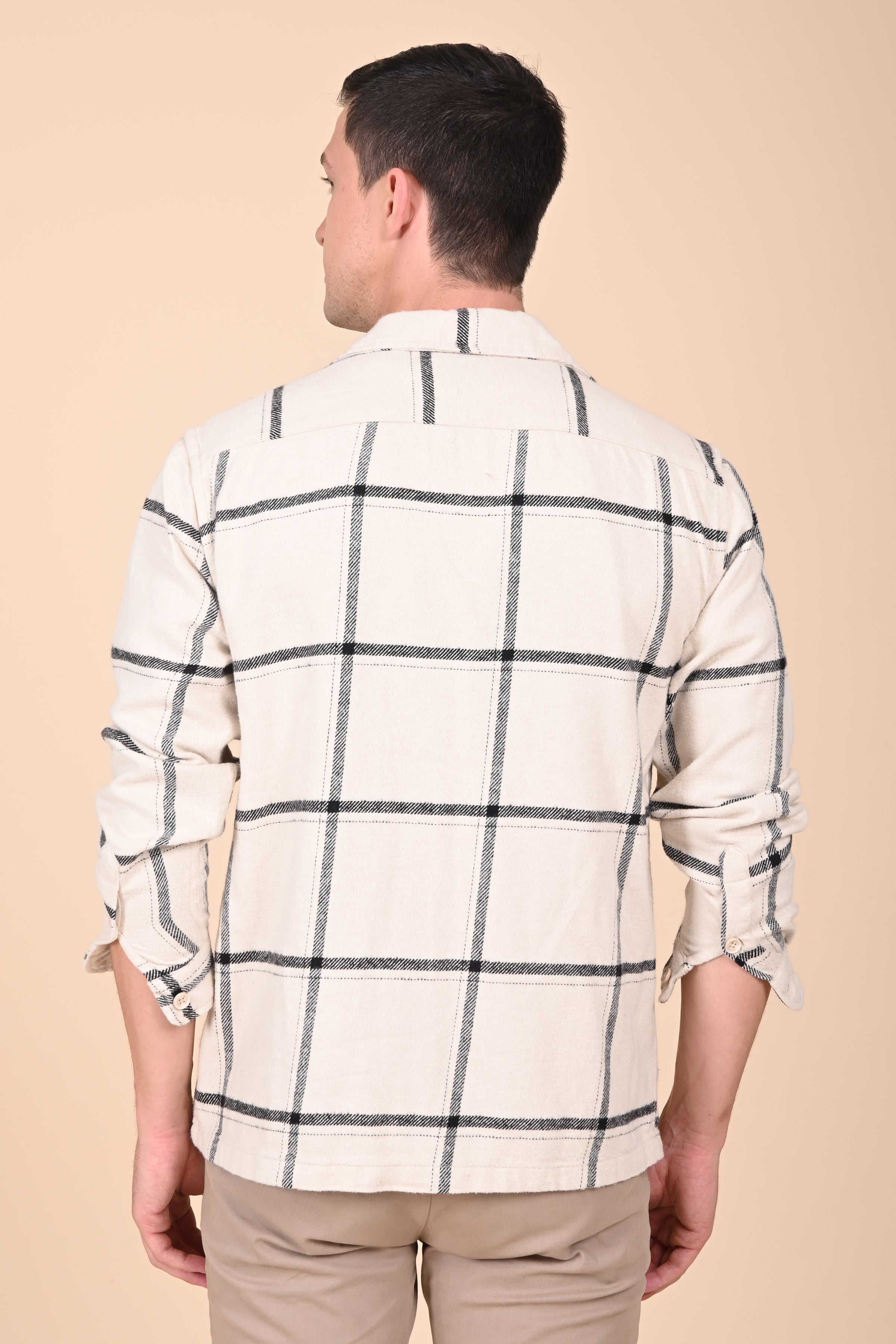 Mens Summer Black Brushed Checkered Overshirt
