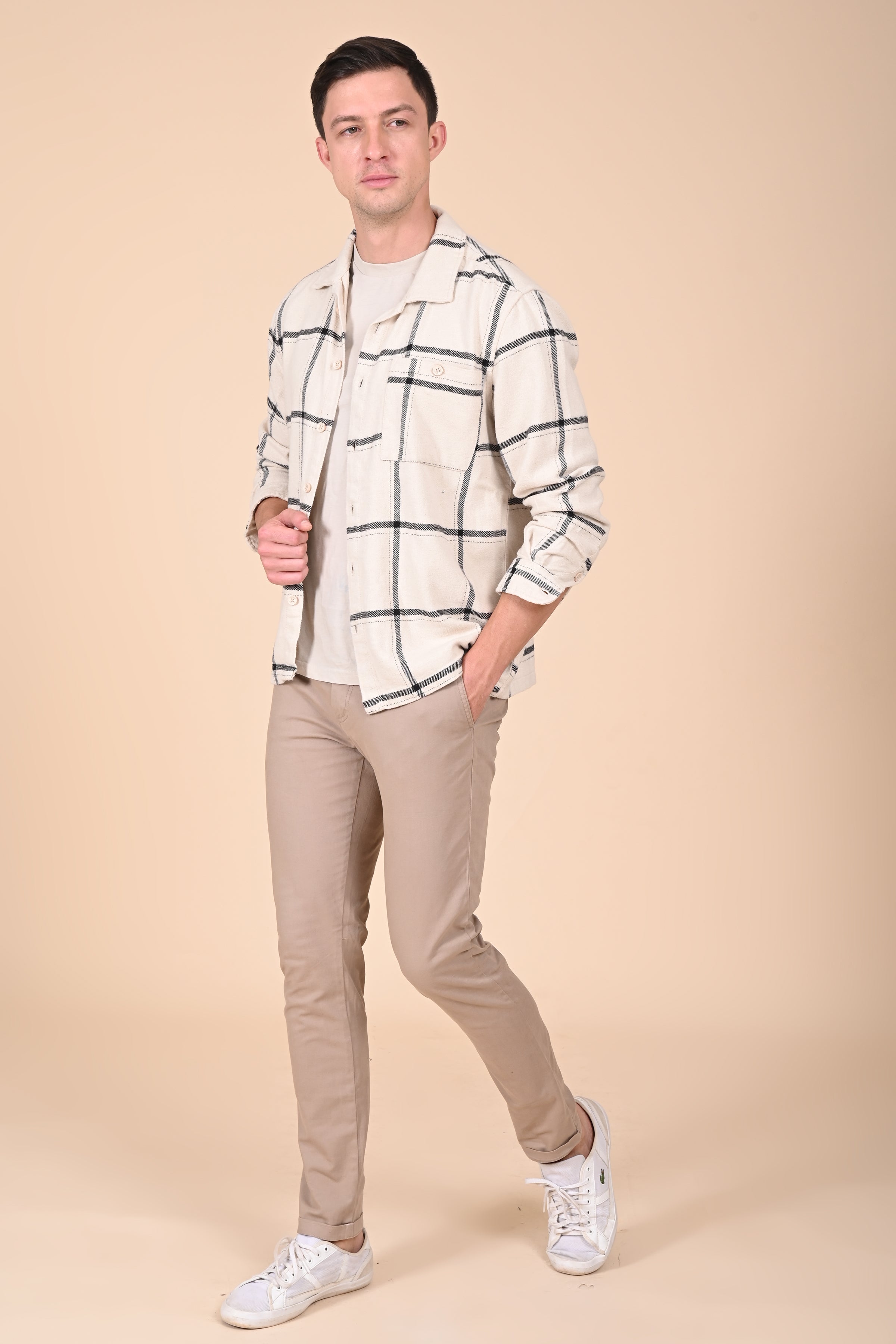 Mens Summer Black Brushed Checkered Overshirt