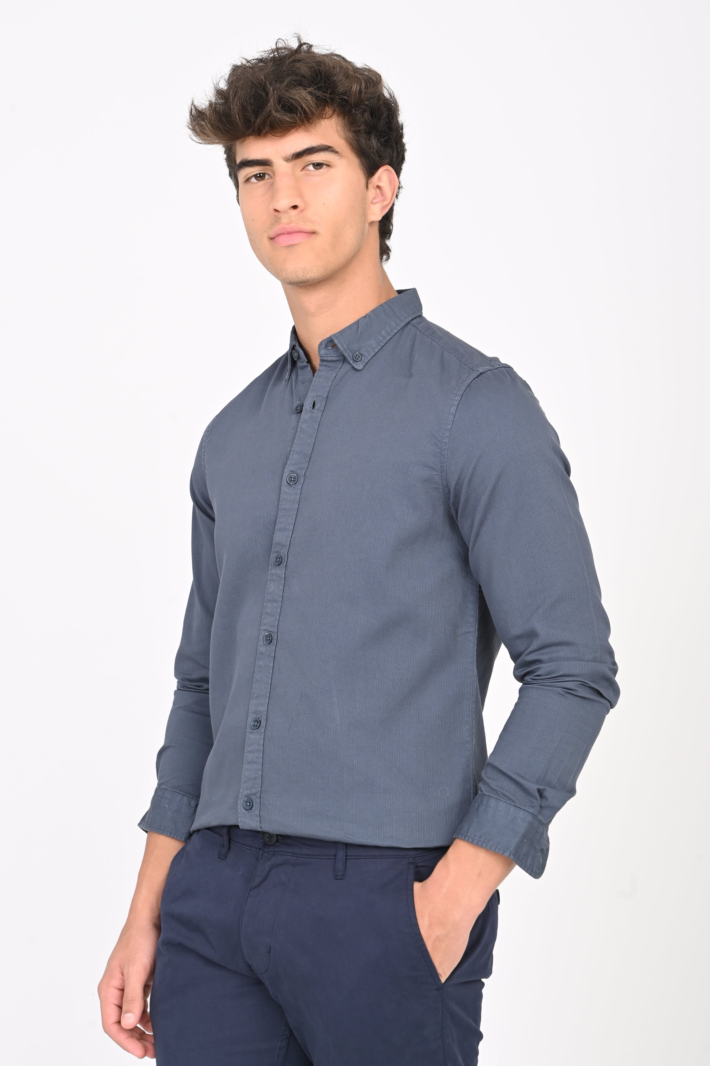 Men Cotton Overdyed Cord Shirt