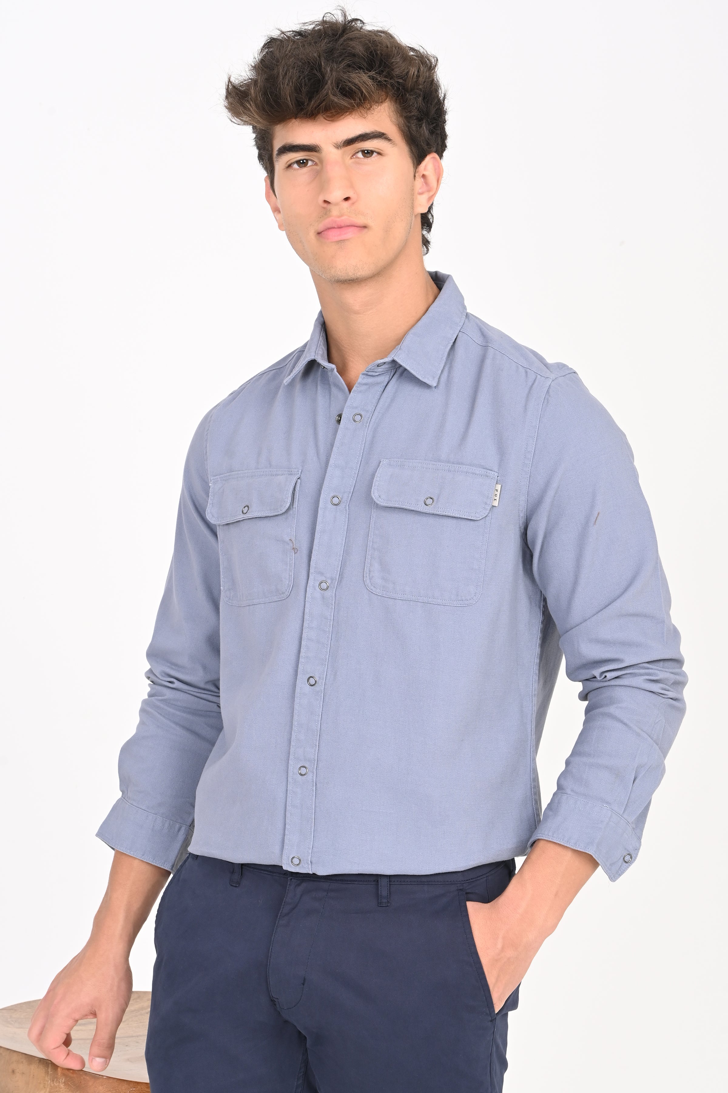 Men Textured Pocketed Shirt