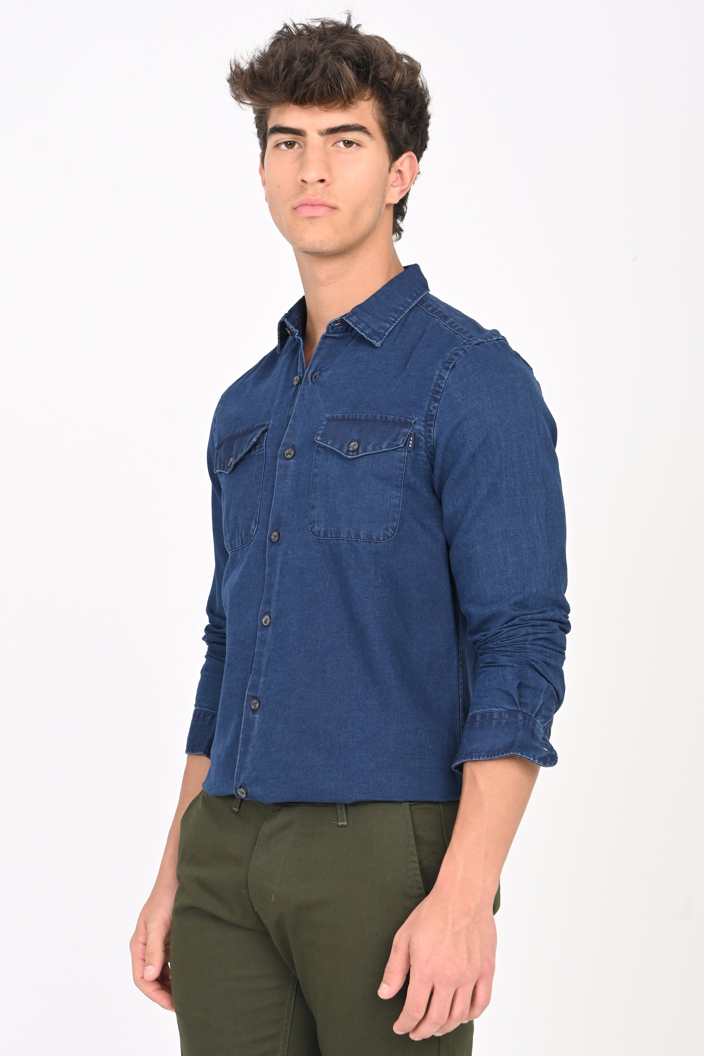 Men Detailed Denim Shirt