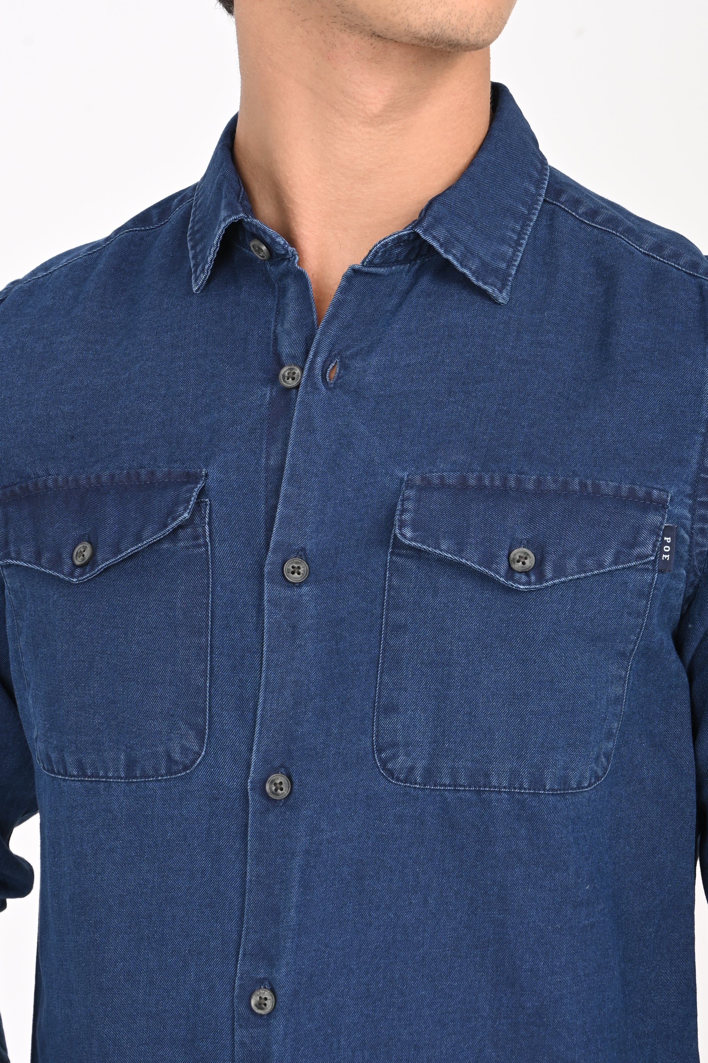 Men Detailed Denim Shirt
