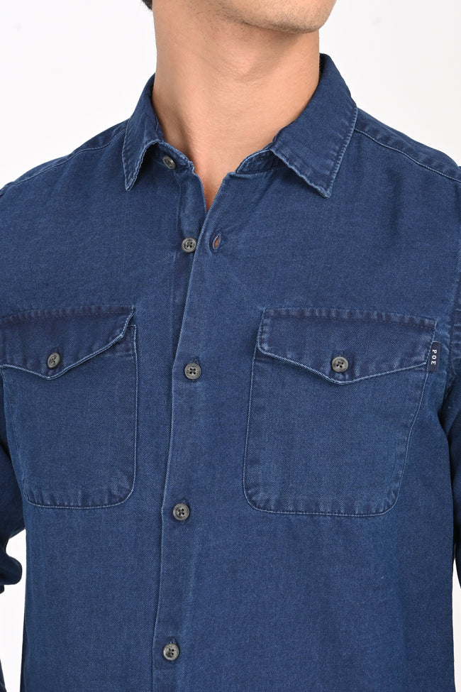 Men Detailed Denim Shirt